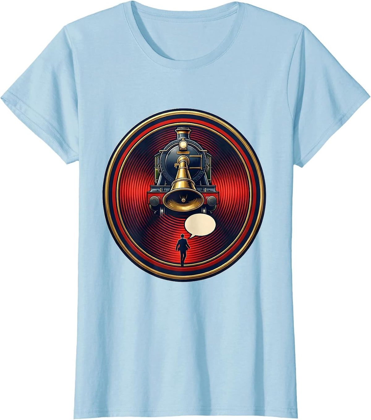 Railway Seal Train Hobbyist Humor Emblem T-Shirt - Baby Blue