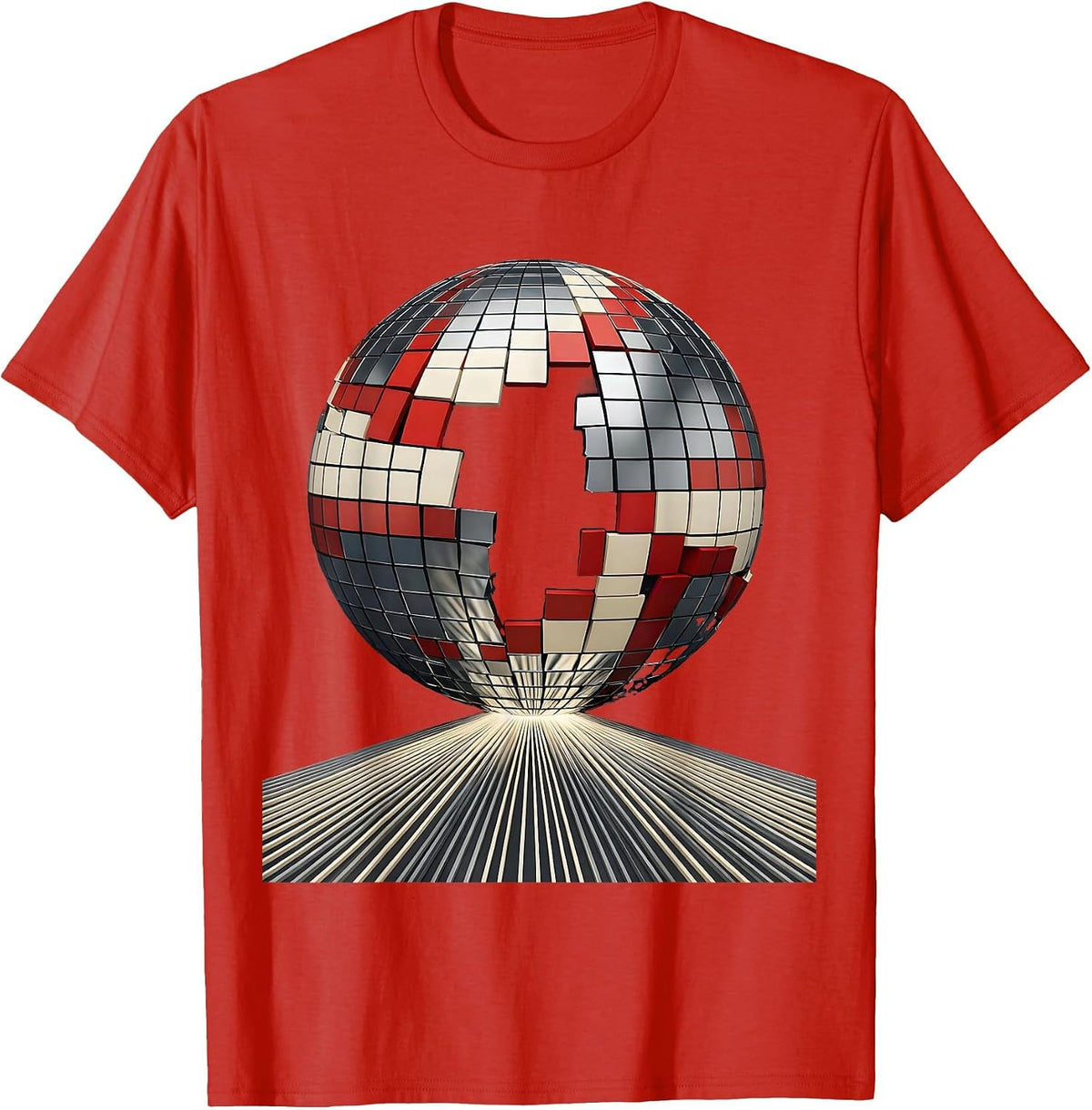 Men's Spinning Disco Ball Retro 70s Party Costume T-Shirt - Red