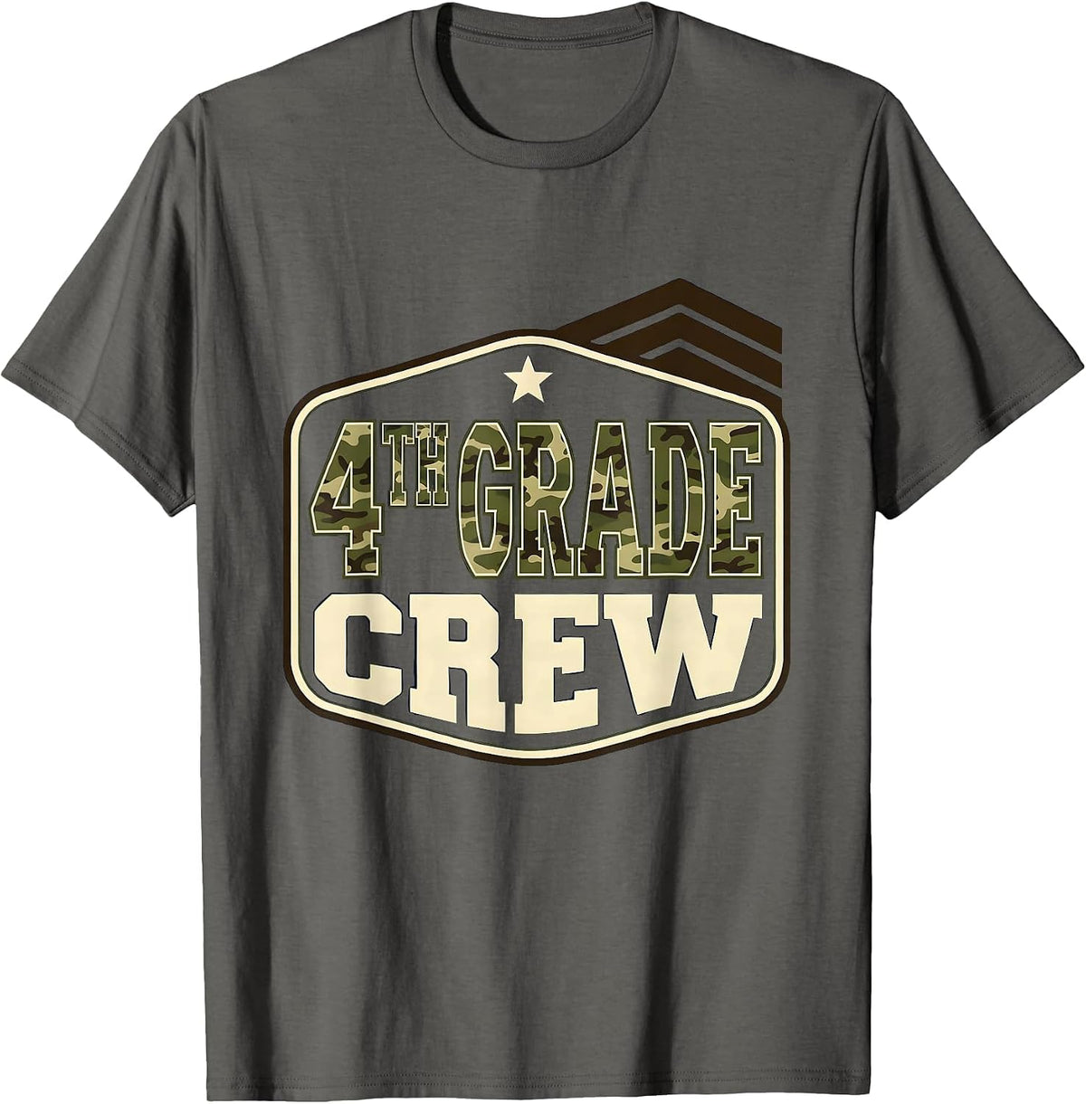 Men's 4TH GRADE CREW Camo Fourth Grade Back To School Boys T-Shirt - Asphalt Grey