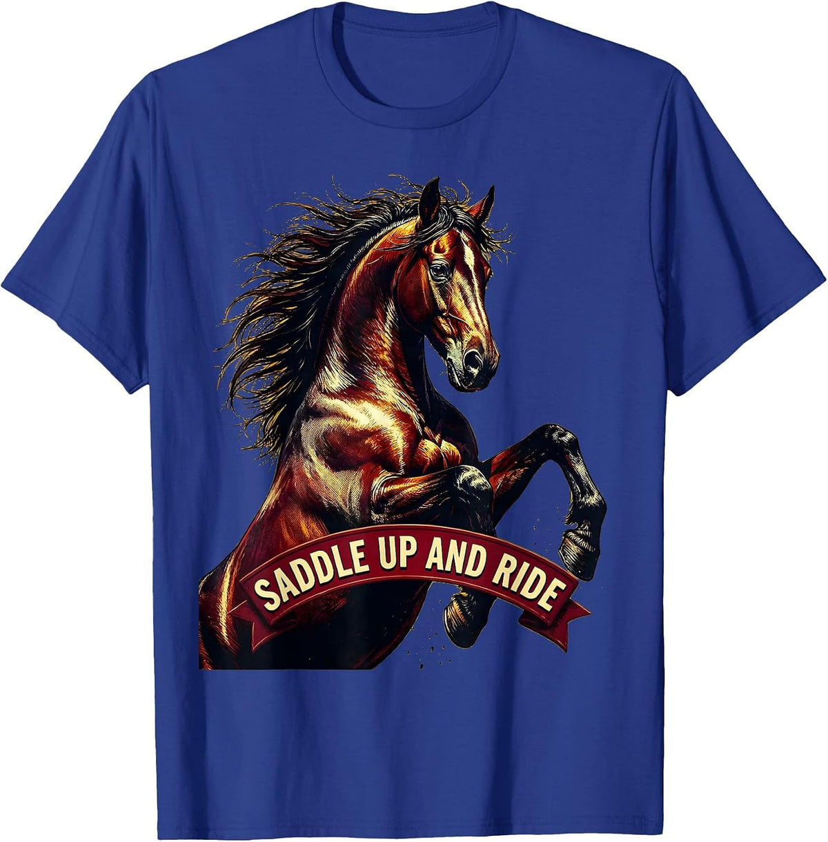 Men's Saddle Up and Ride Horse Lover Design T-Shirt - Royal Blue