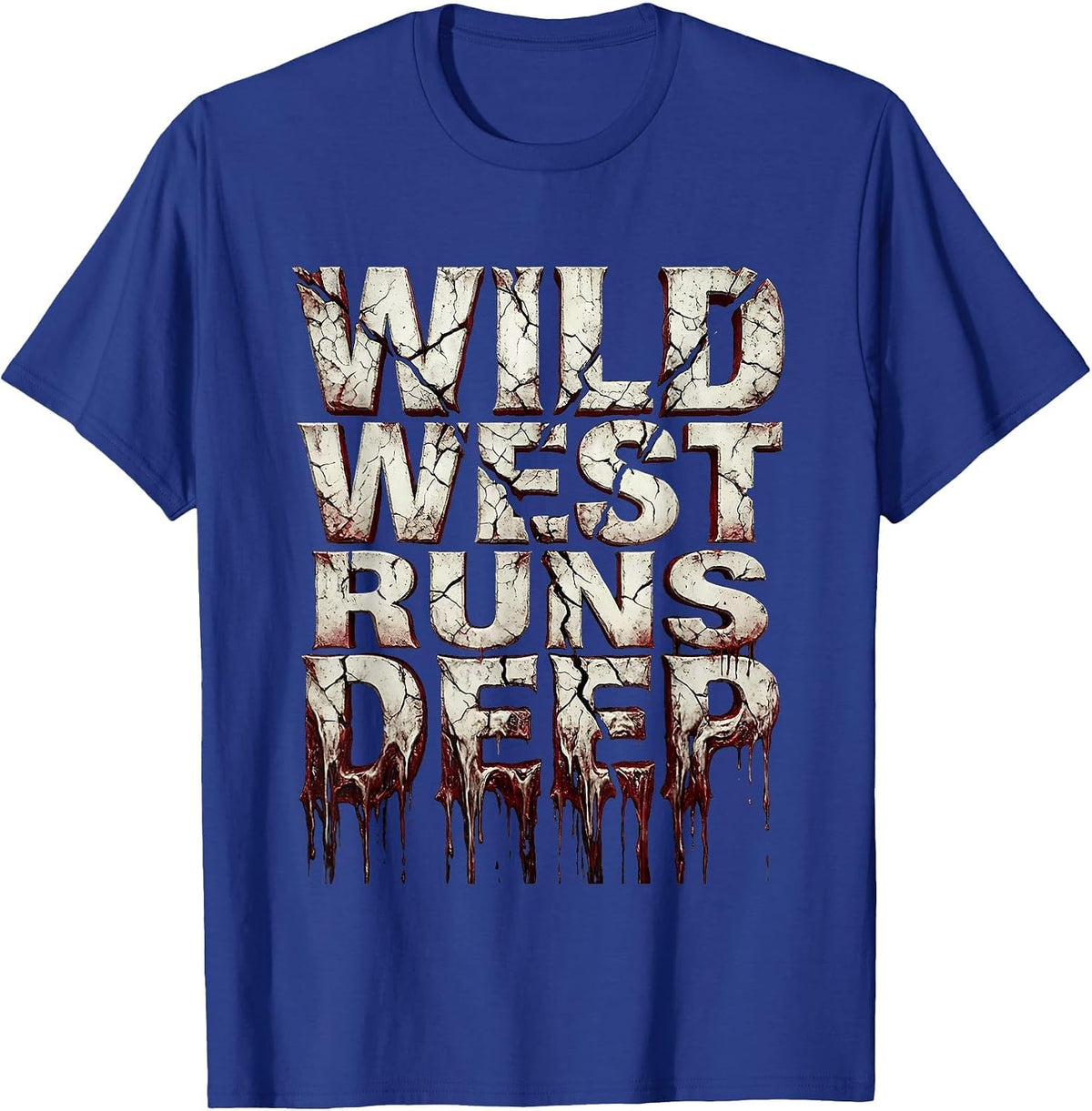Men's Wild West Runs Deep Western Heritage Design T-Shirt - Royal Blue