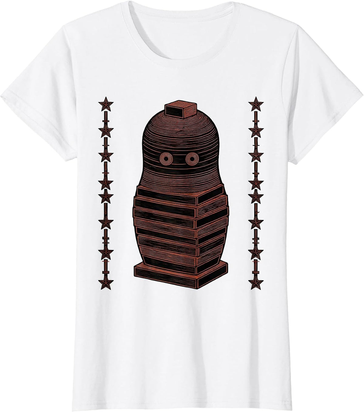 Nested Matryoshka Silhouette Soviet Russian Nostalgia Retro T-Shirt - White