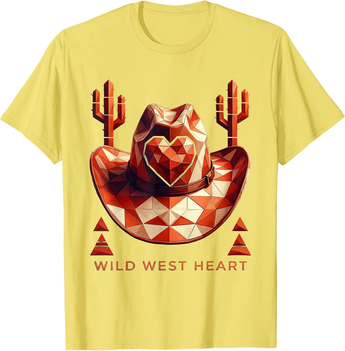 Men's Wild West Heart Cowgirl Graphic Design T-Shirt - Lemon Yellow