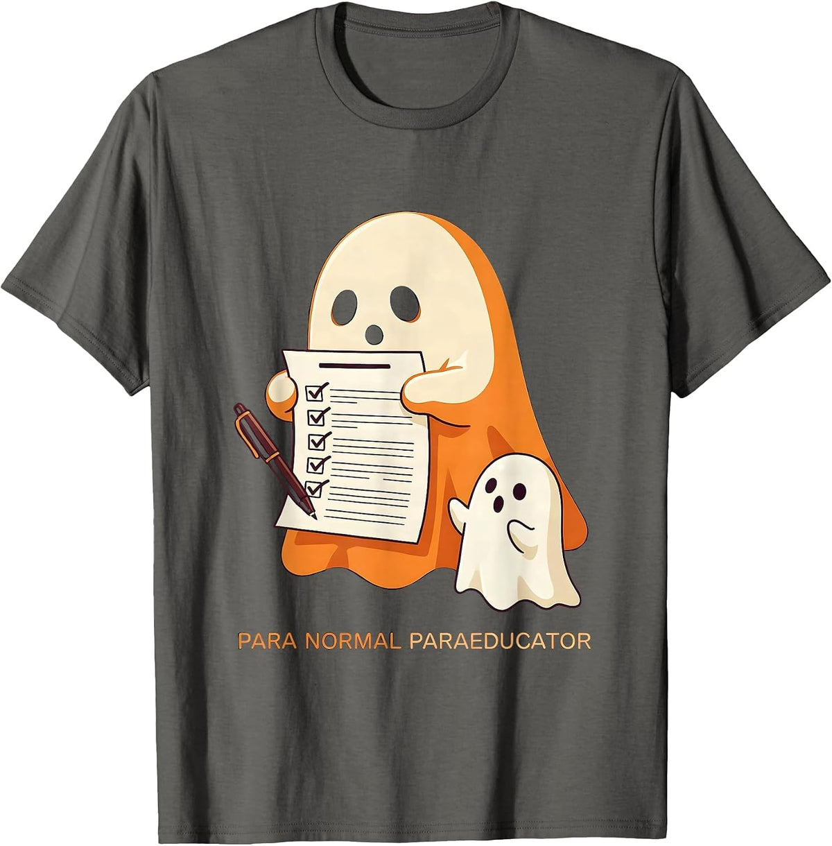 Men's Para Normal Paraeducator Funny Ghost SpEd Teacher Halloween T-Shirt - Asphalt Grey