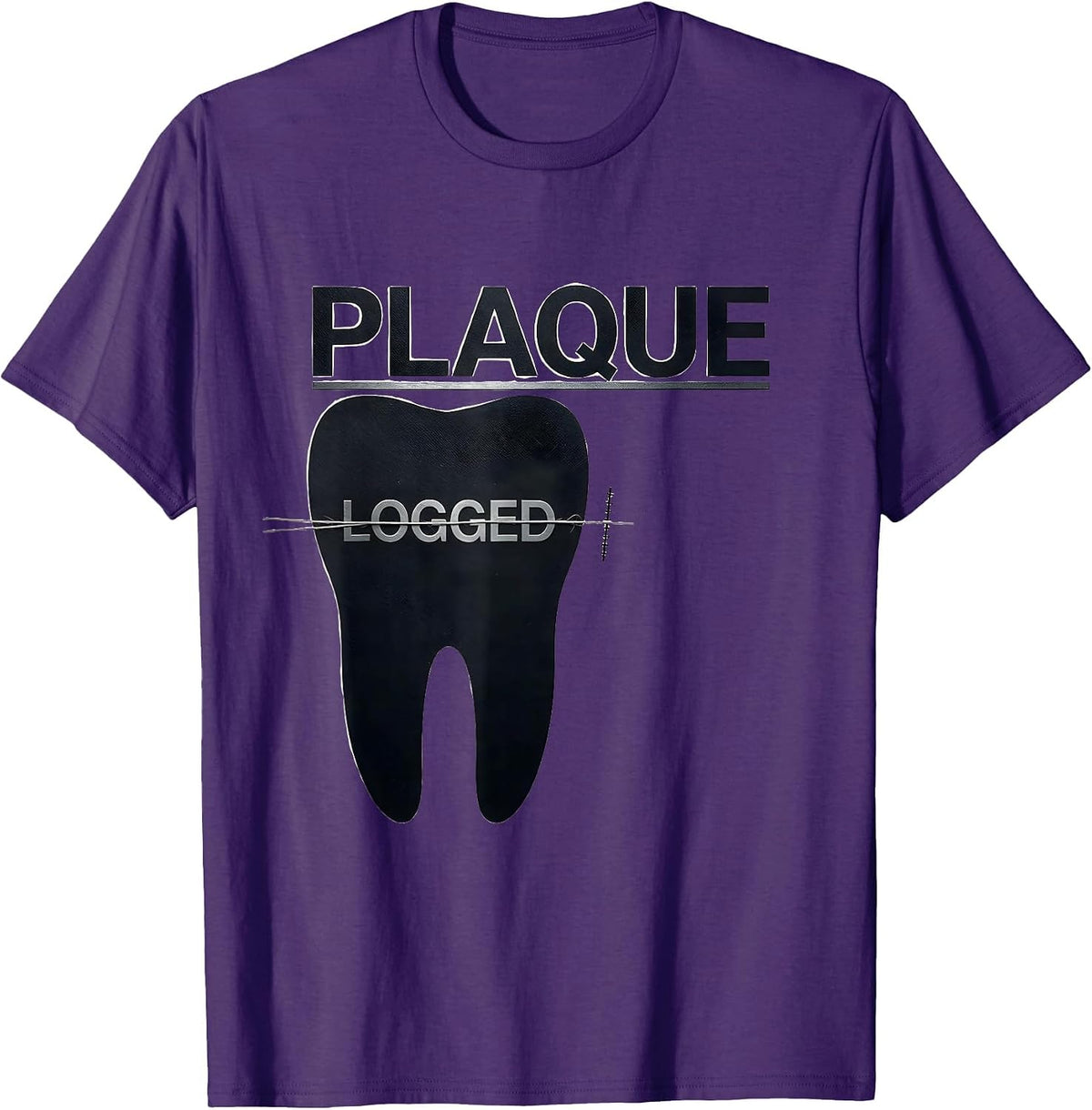 Men's Plaque Logged Funny Dental Hygienist Squad Humor T-Shirt - Purple