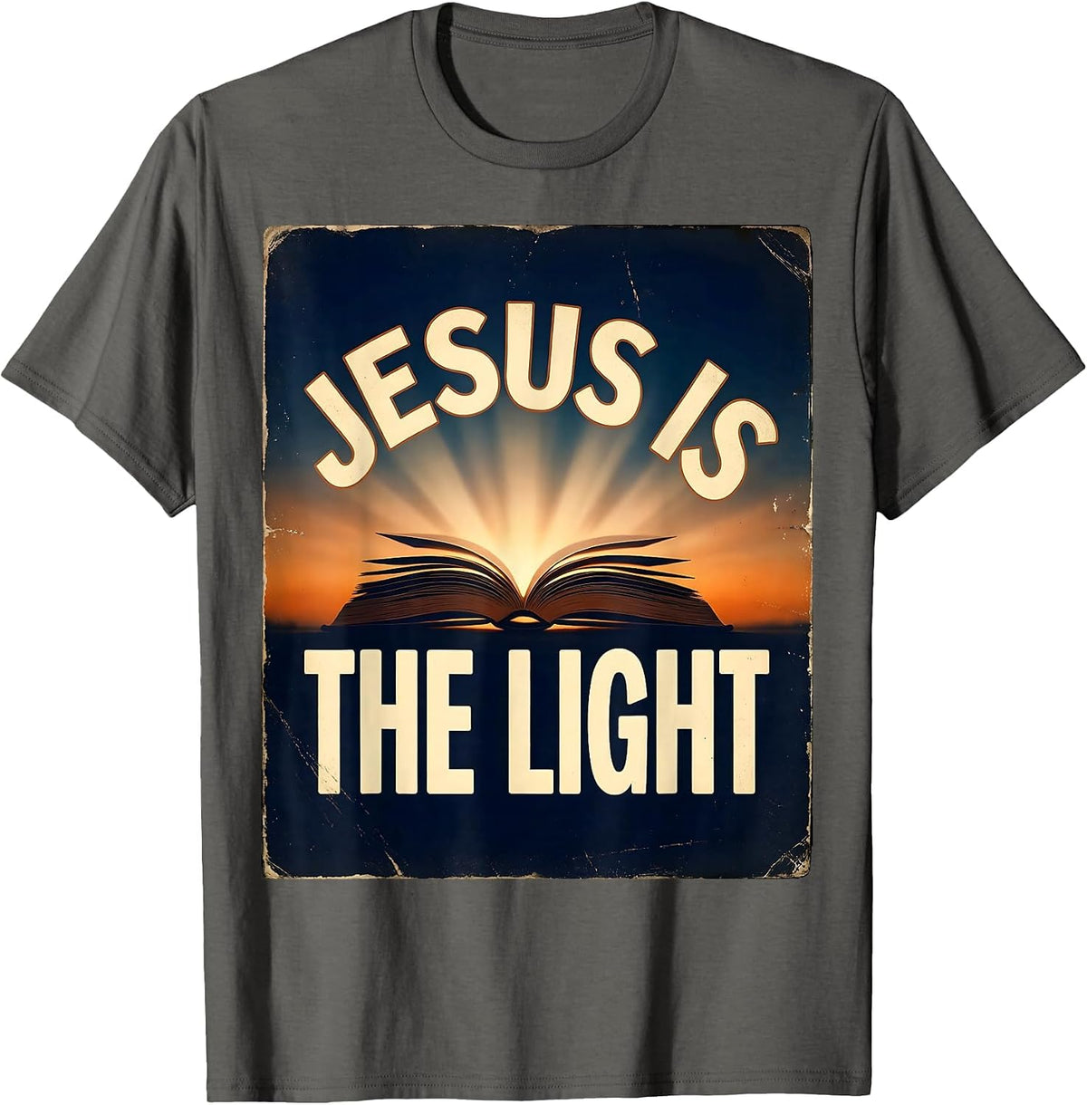 Jesus Is The Light Vintage Bible School Design T-Shirt - Asphalt Grey