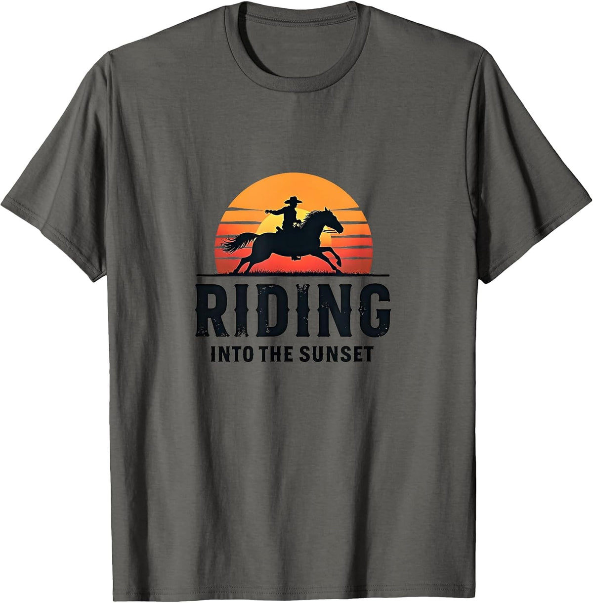 Riding into the Sunset Horse Lover Design T-Shirt - Asphalt Grey