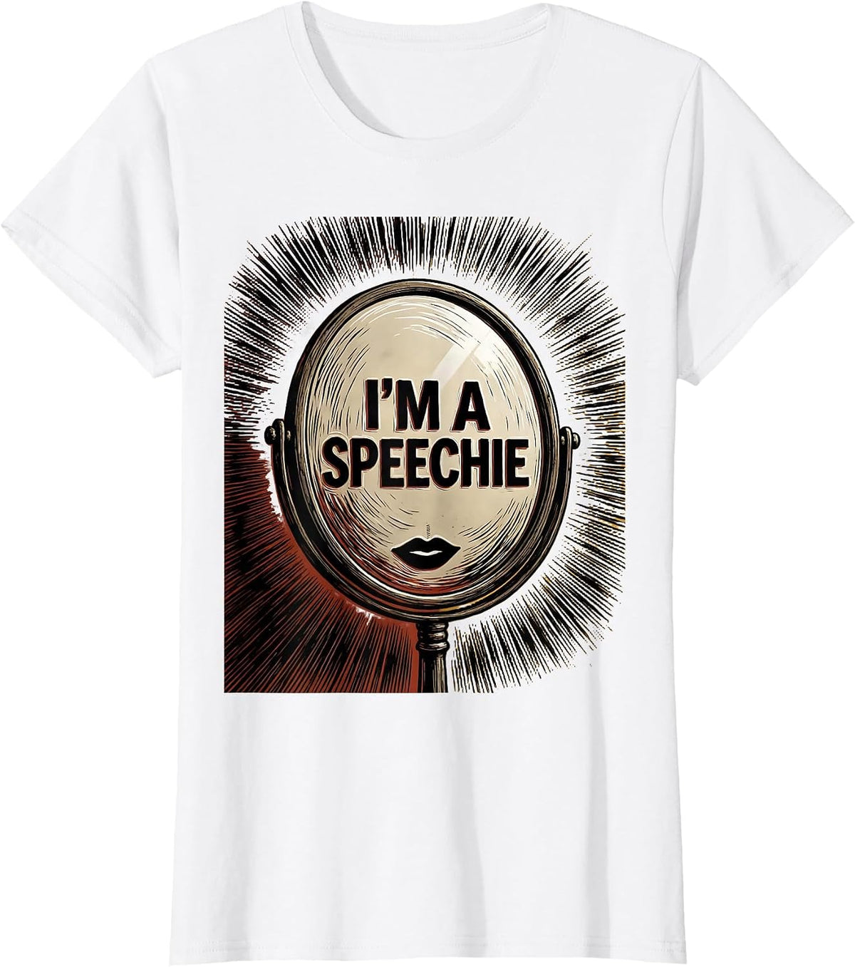 I'm A Speechie Linocut Retro Speech Language Pathologist SLP T-Shirt - White
