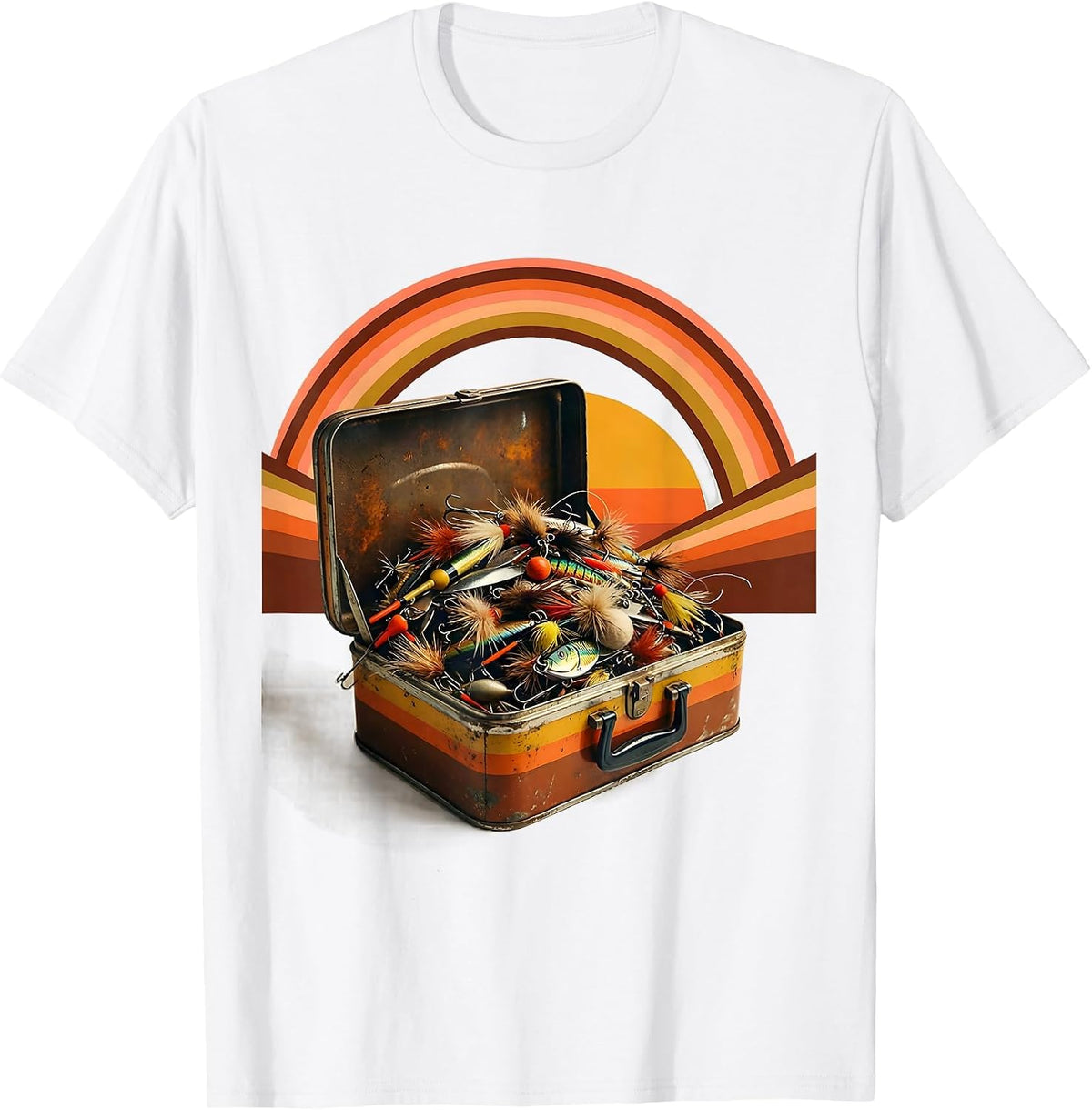 Vintage Tackle Box Overflowing With Lures Fishing T-Shirt - White