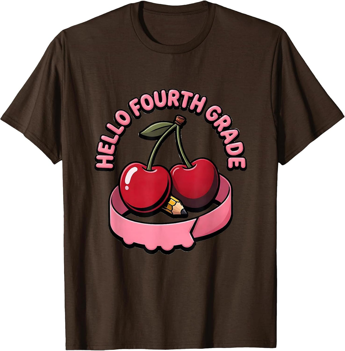 Hello Fourth Grade Cute Coquette Bow Back to School T-Shirt - Brown