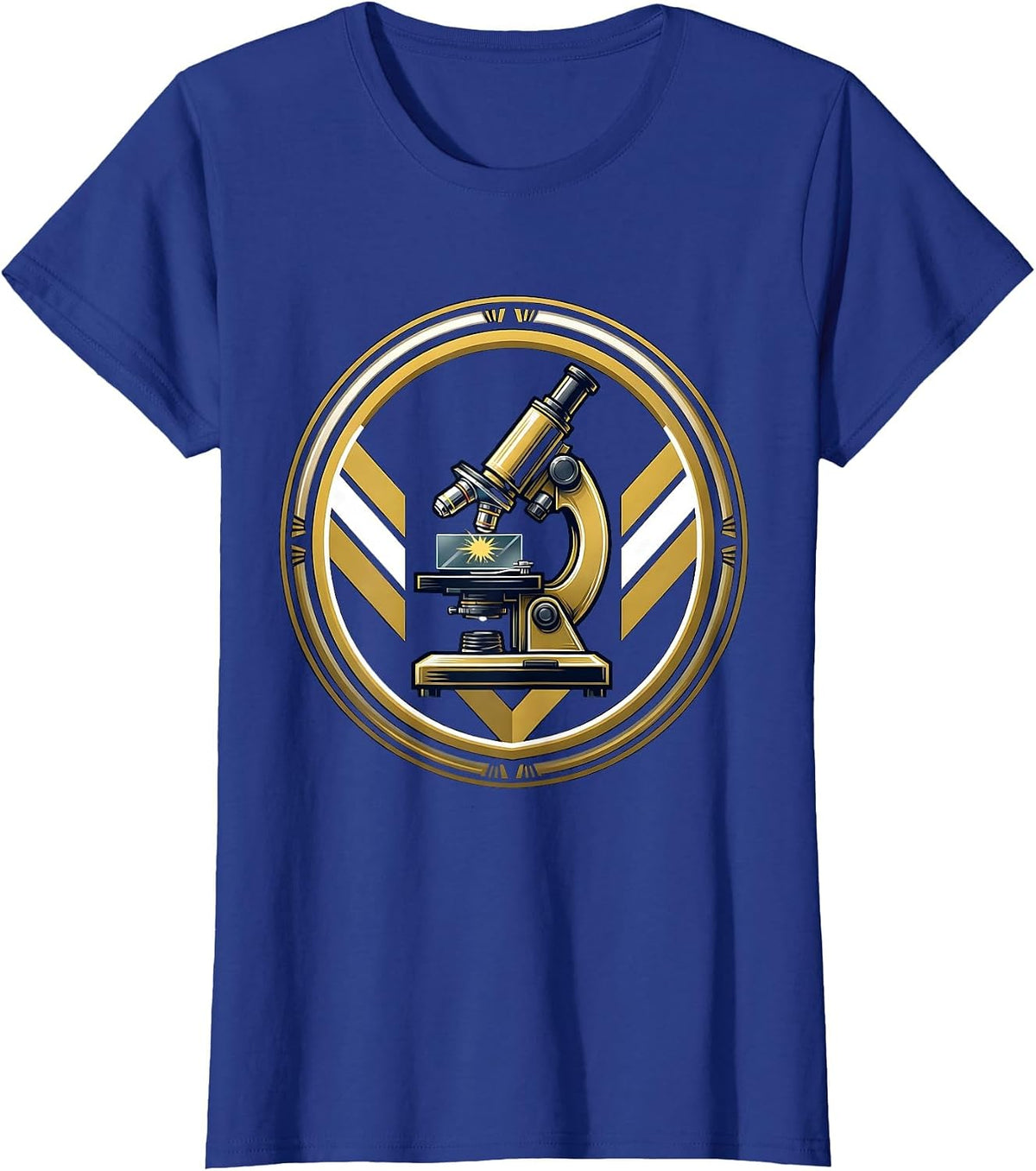 Women's Glowing Microscope Slide Science Illustration T-Shirt - Royal Blue