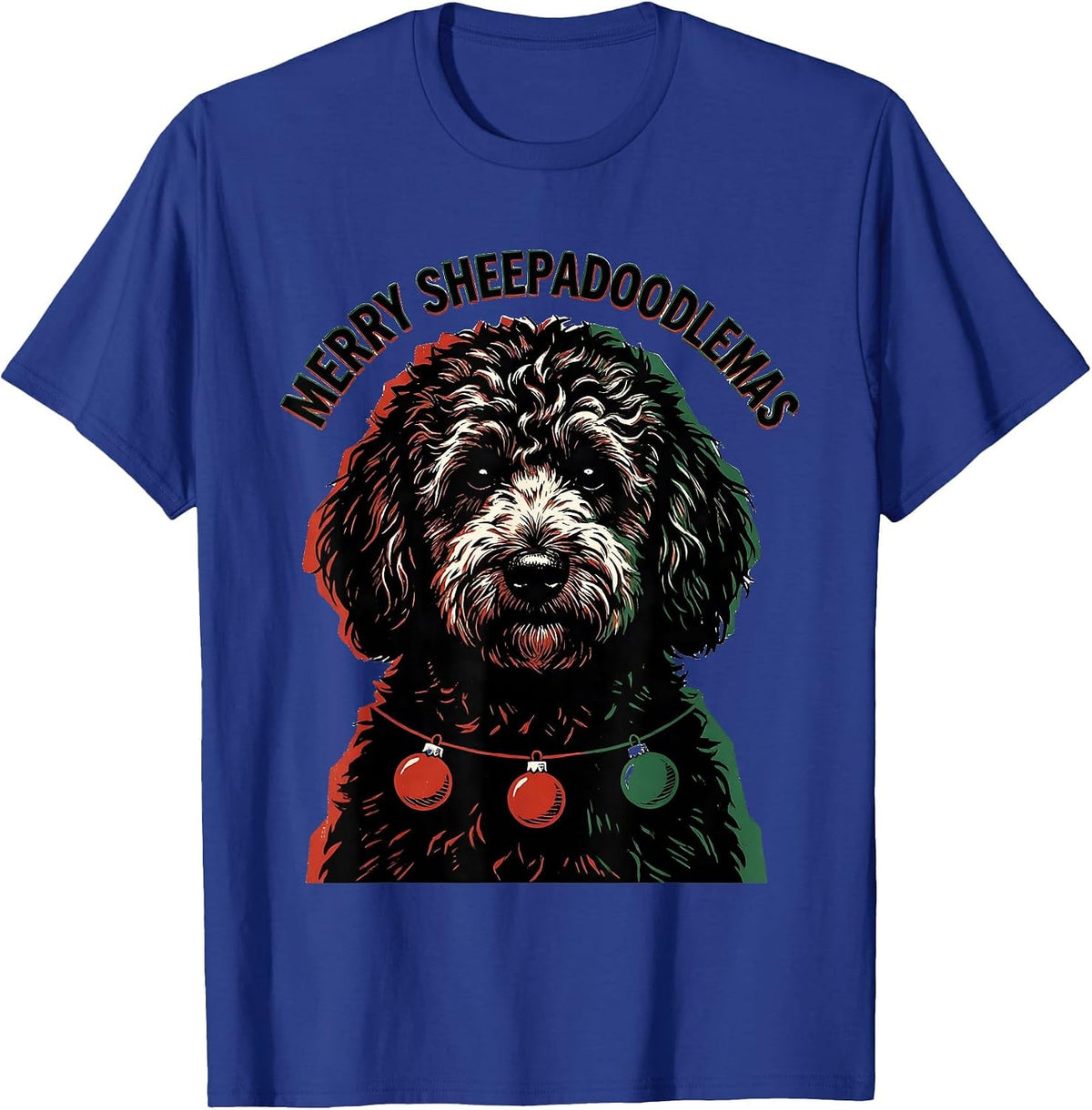 Merry Sheepadoodlemas Funny Sheepadoodle Dog Christmas Lover T-Shirt - Royal Blue