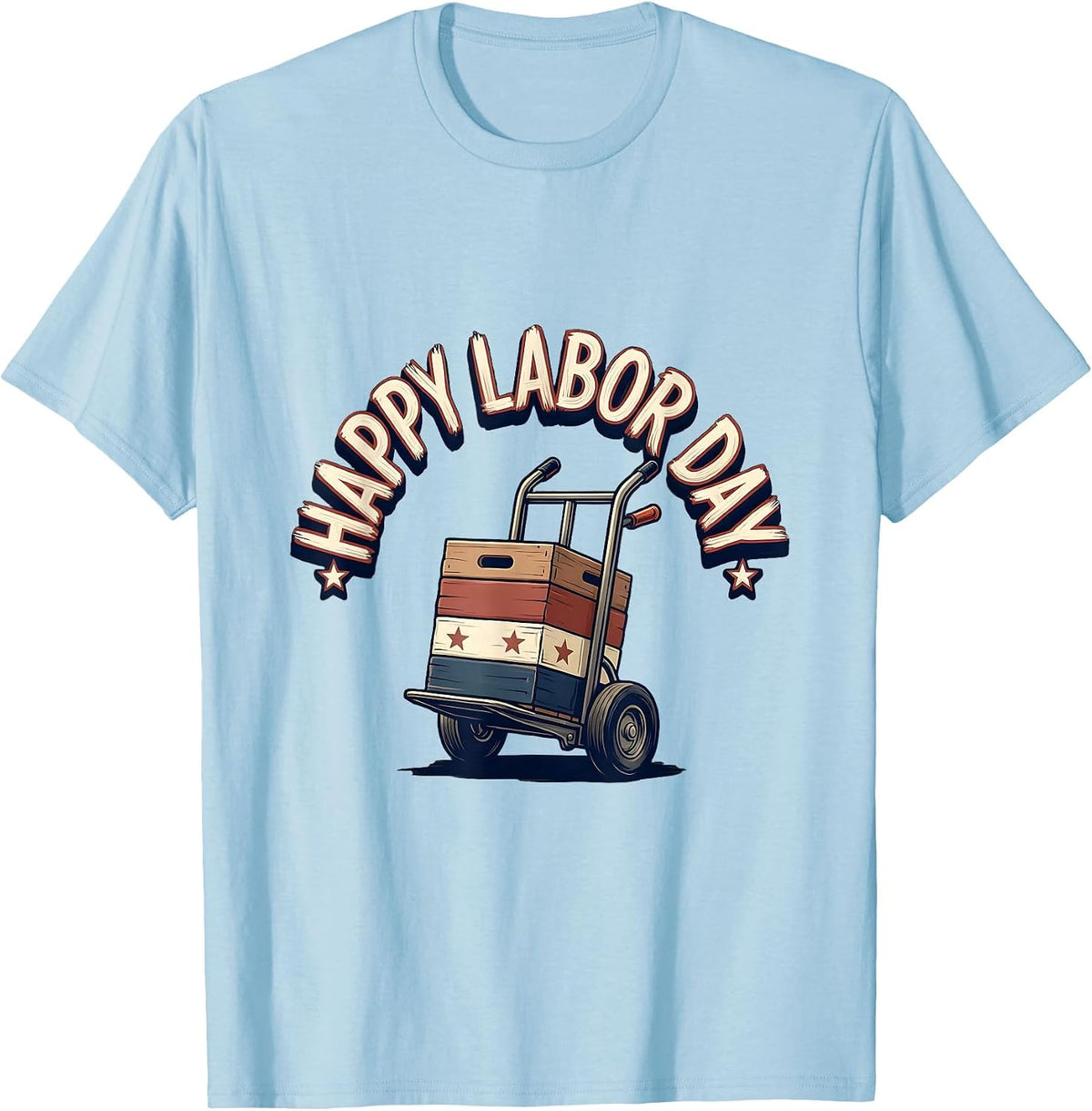 Men's Happy Labor Day Patriotic Union Pride Sign Painter Style T-Shirt - Baby Blue