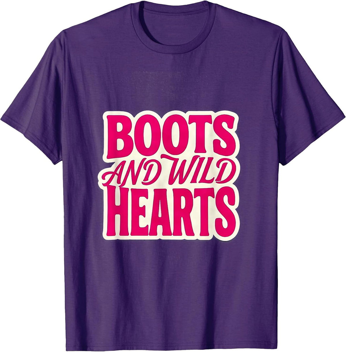 Boots and Wild Hearts Cowboy Design T-Shirt - Purple