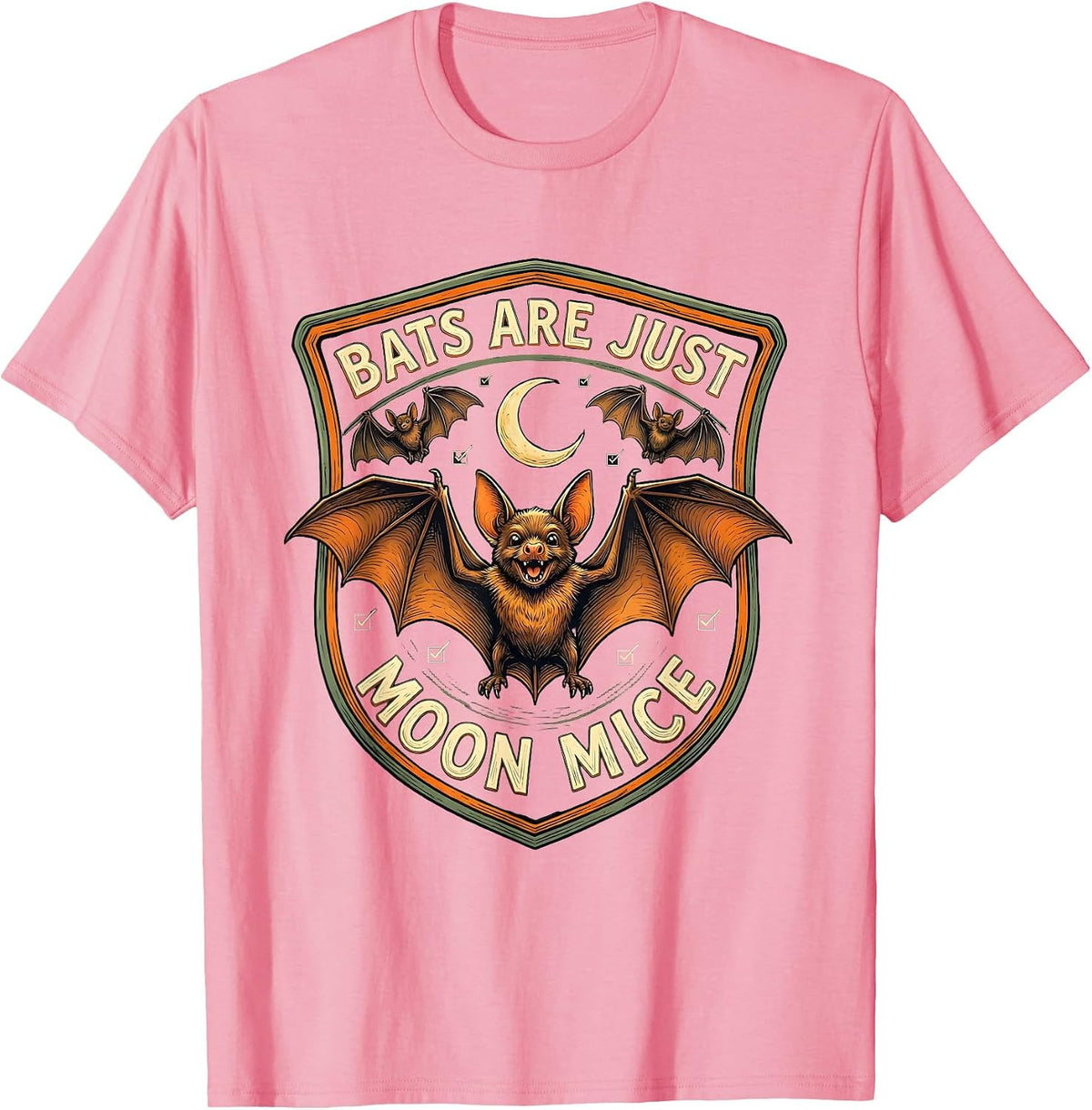 Men's Bats Are Just Moon Mice Funny Bat Lover Biology Science T-Shirt - Pink