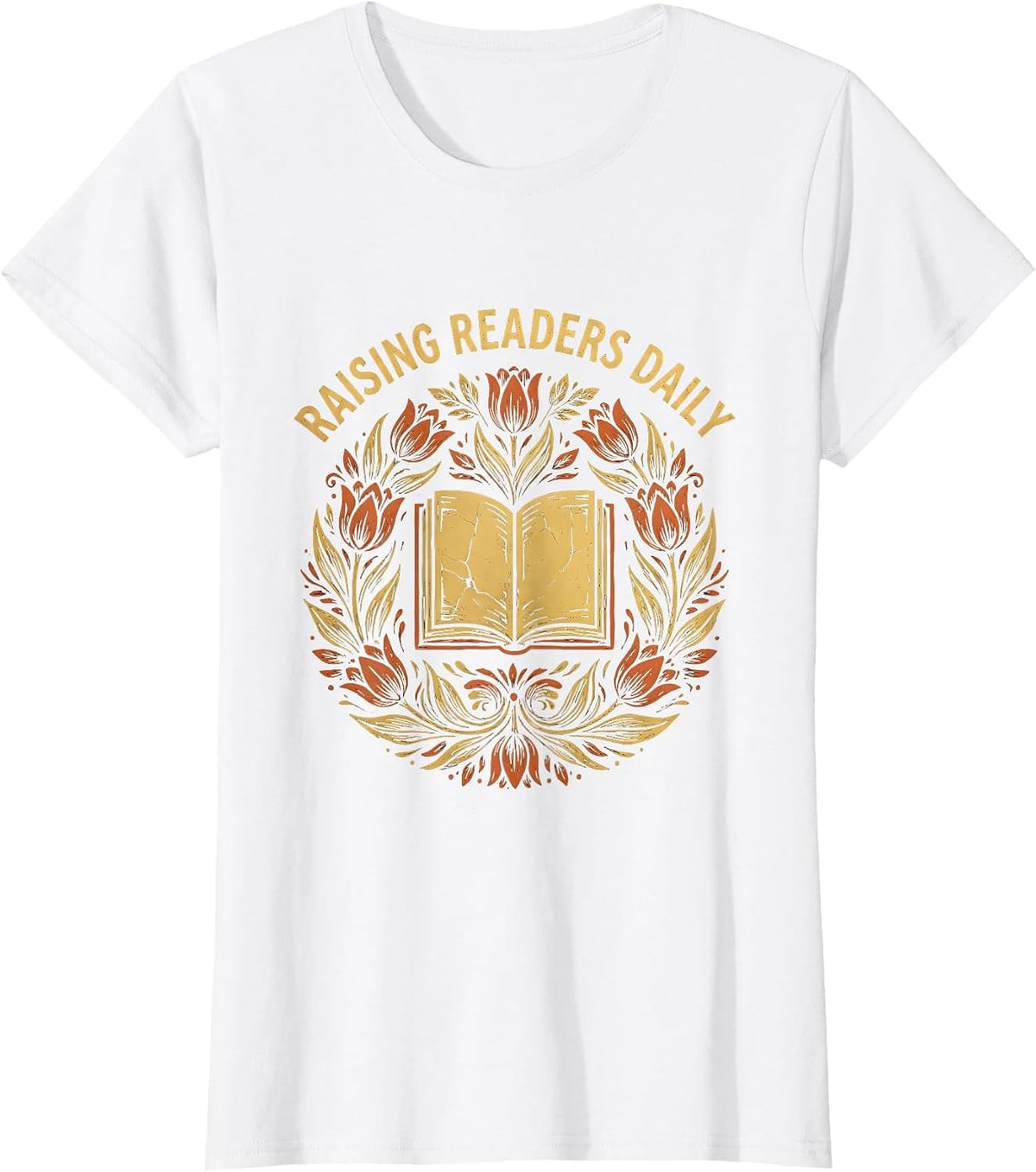 Raising Readers Daily Reading Teacher Design T-Shirt - White