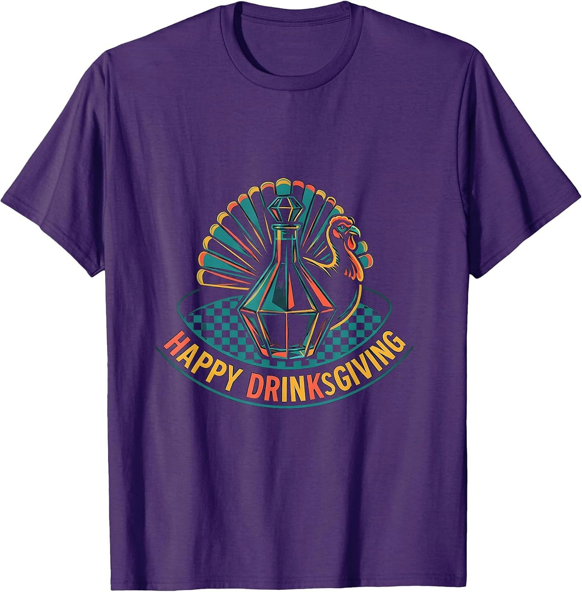 Happy Drinksgiving Funny Bourbon Whiskey Cocktail Drinker T-Shirt - Purple
