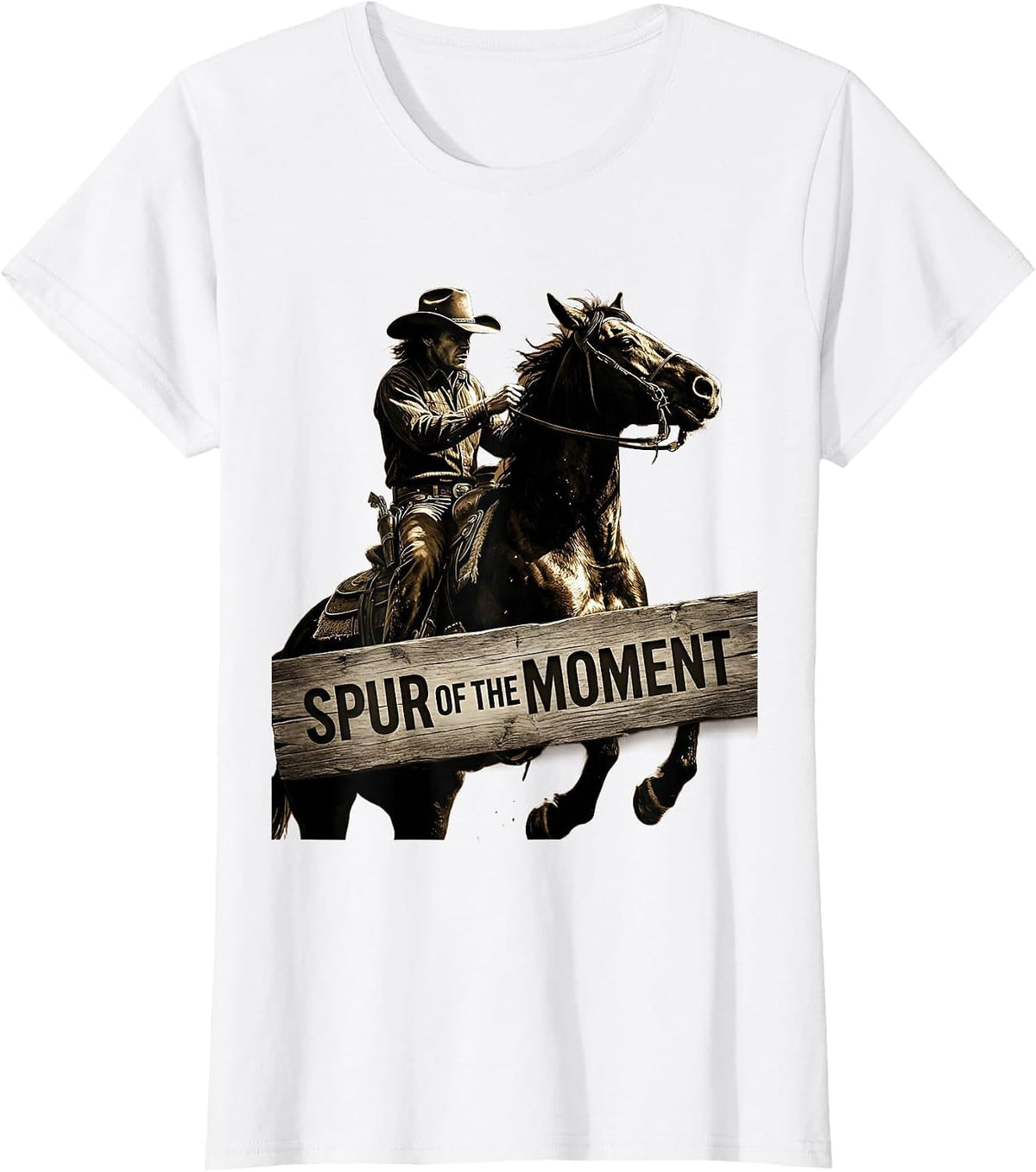 Women's Spur of the Moment Cowgirl Graphic Design T-Shirt - White