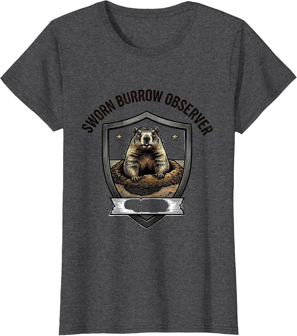 Women's Sworn Burrow Observer Vintage Groundhog Day Humor Gift T-Shirt - Dark Heather Grey