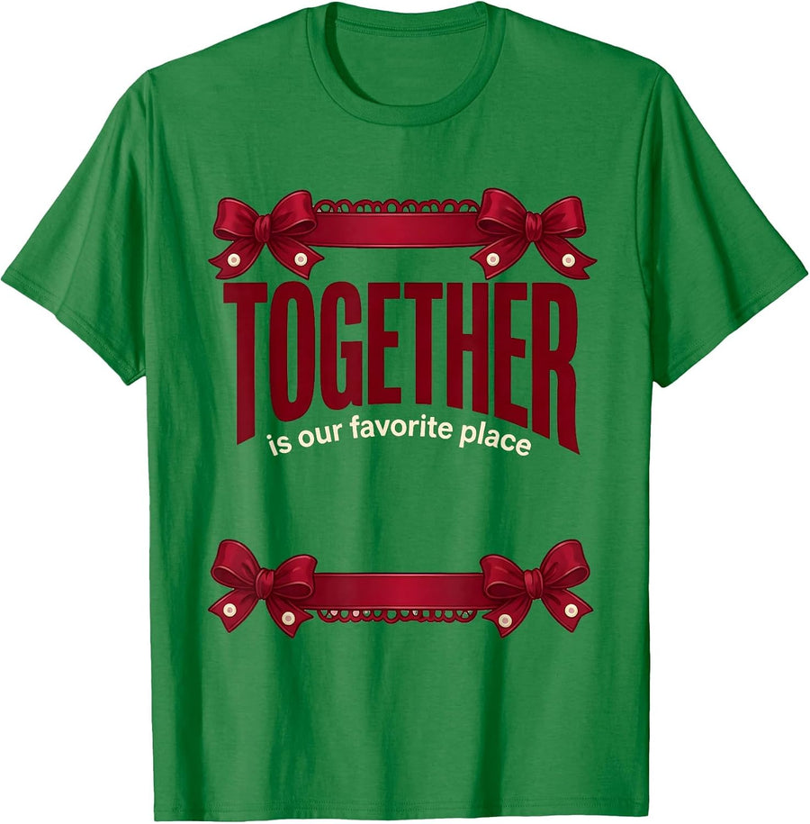 Men's Together Is Our Favorite Place Thanksgiving Design T-Shirt - Kelly Green