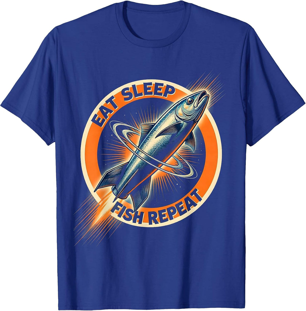 Eat Sleep Fish Repeat Fishing Lover Design T-Shirt - Royal Blue