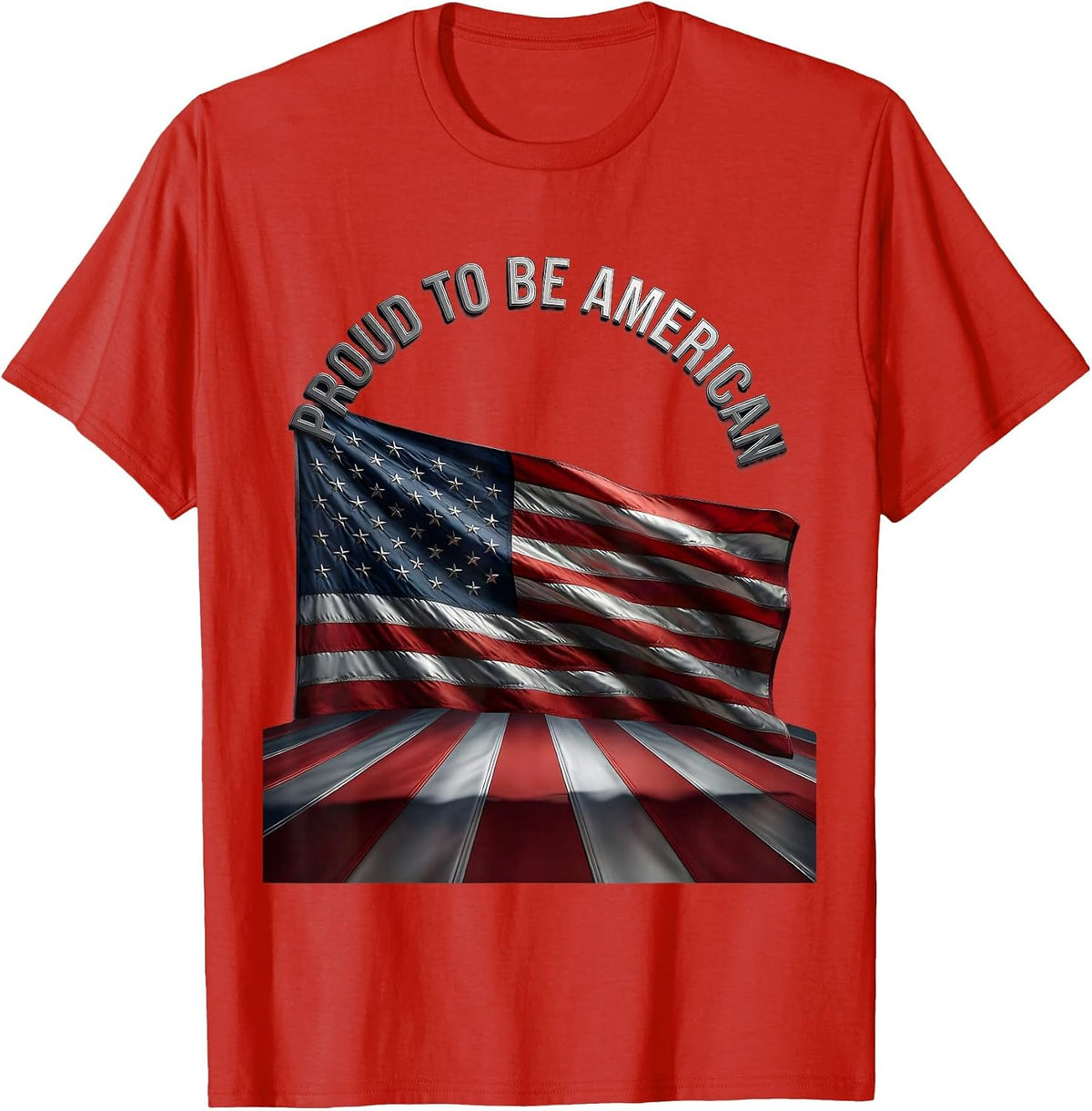 Men's Proud to Be American Flag Patriotic Design T-Shirt - Red