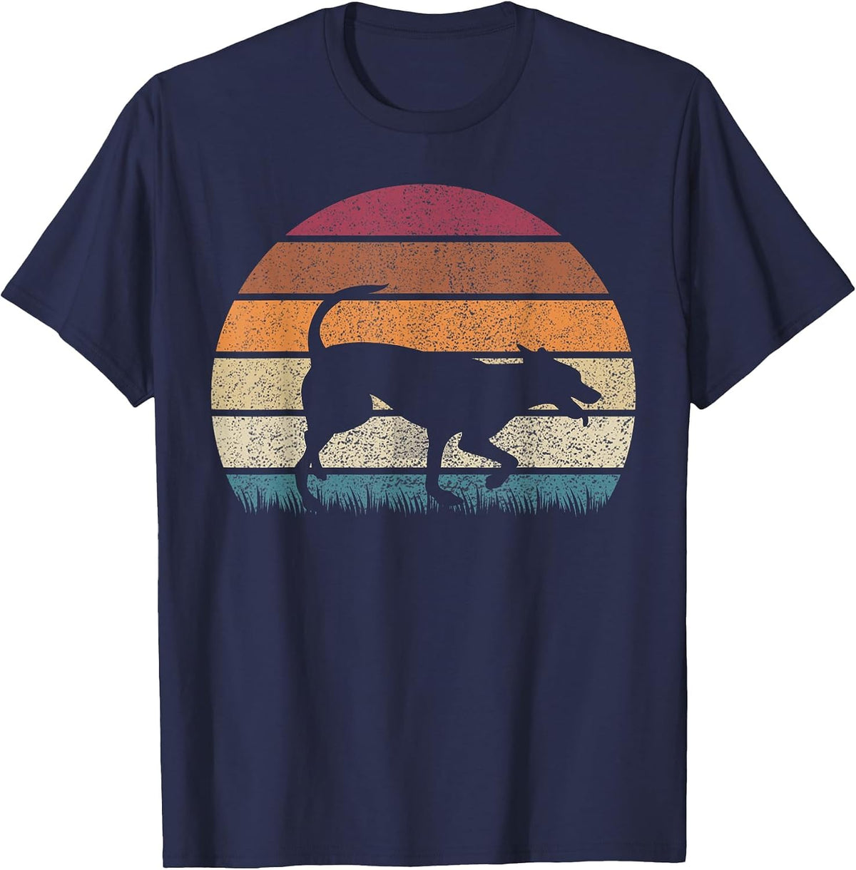 Vintage Retro Sunset Formosan Mountain Dog Lover Distressed T-Shirt - Navy Blue
