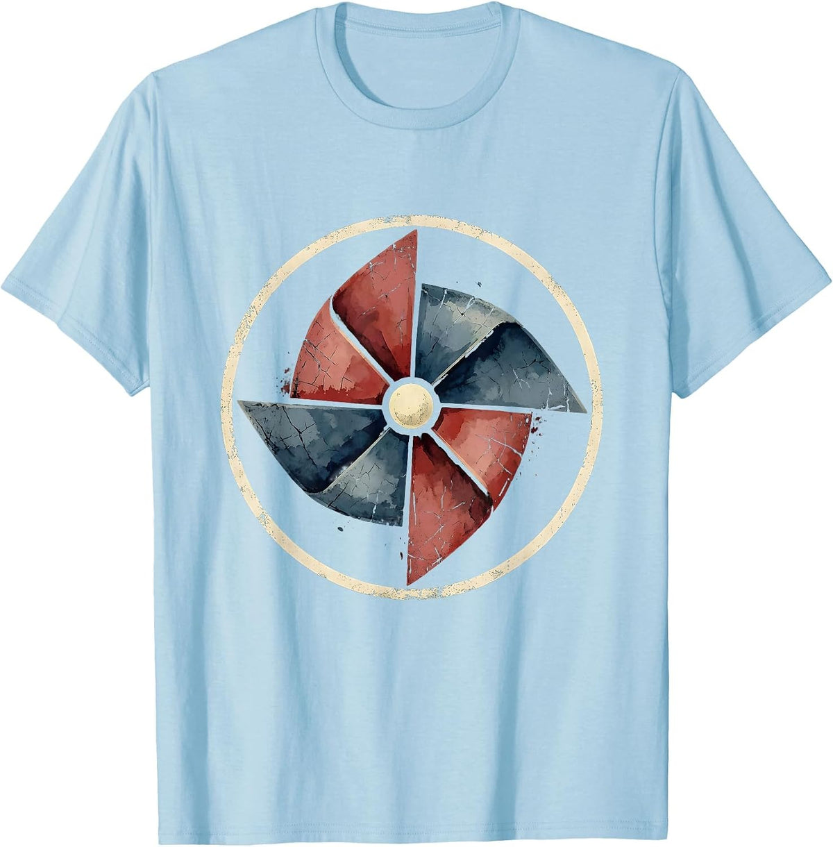 Vintage Red White Blue Pinwheel Spinning Design T-Shirt - Baby Blue