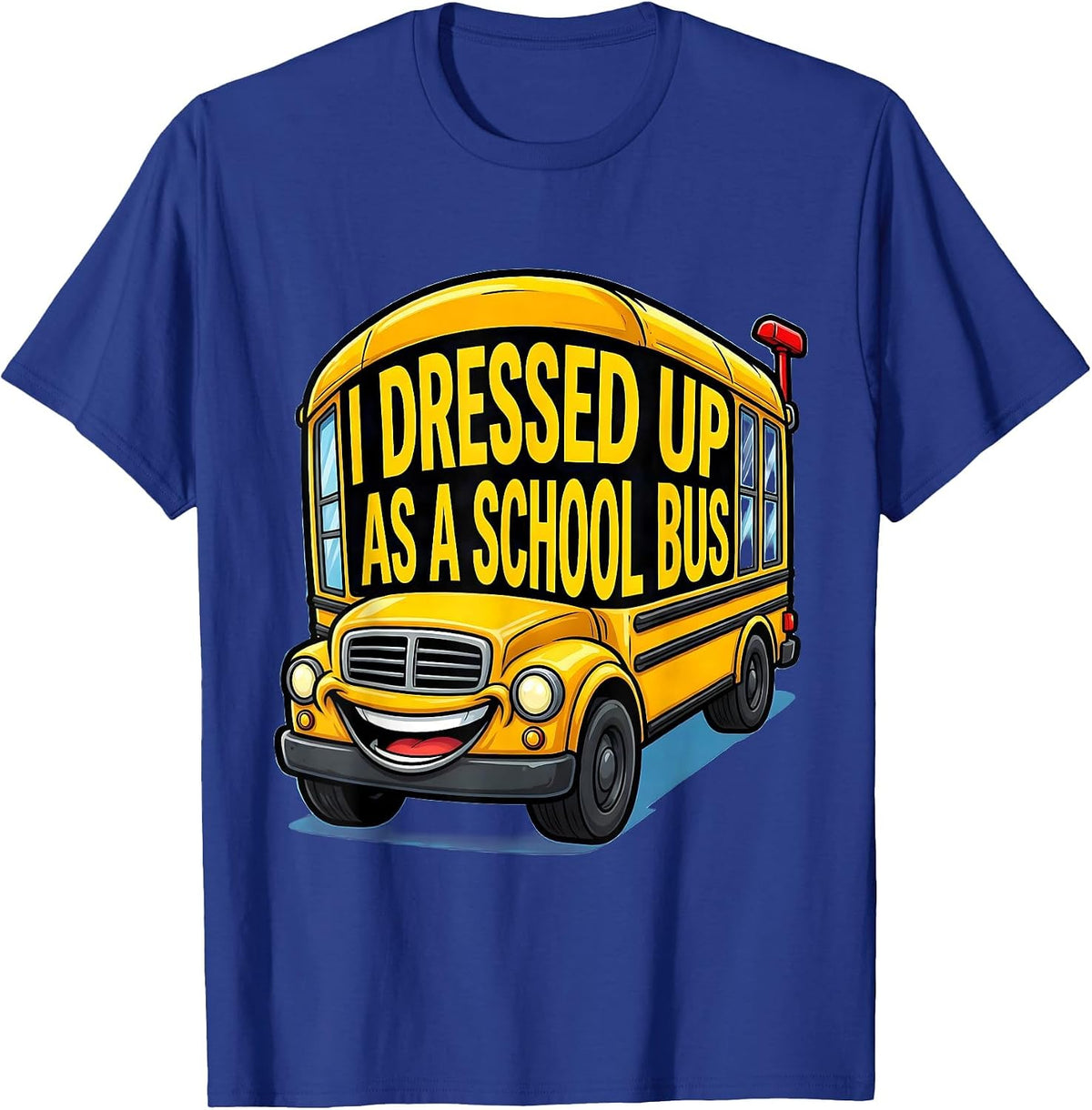 Men's I Dressed Up As A School Bus Funny Cartoon Halloween Costume T-Shirt - Royal Blue