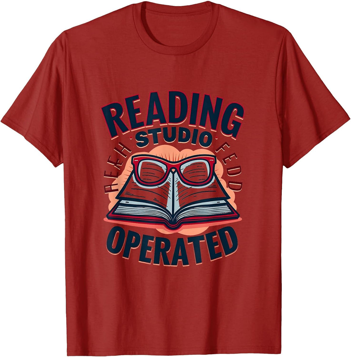 Reading Studio Teacher Operated Education Design T-Shirt - Cranberry Red