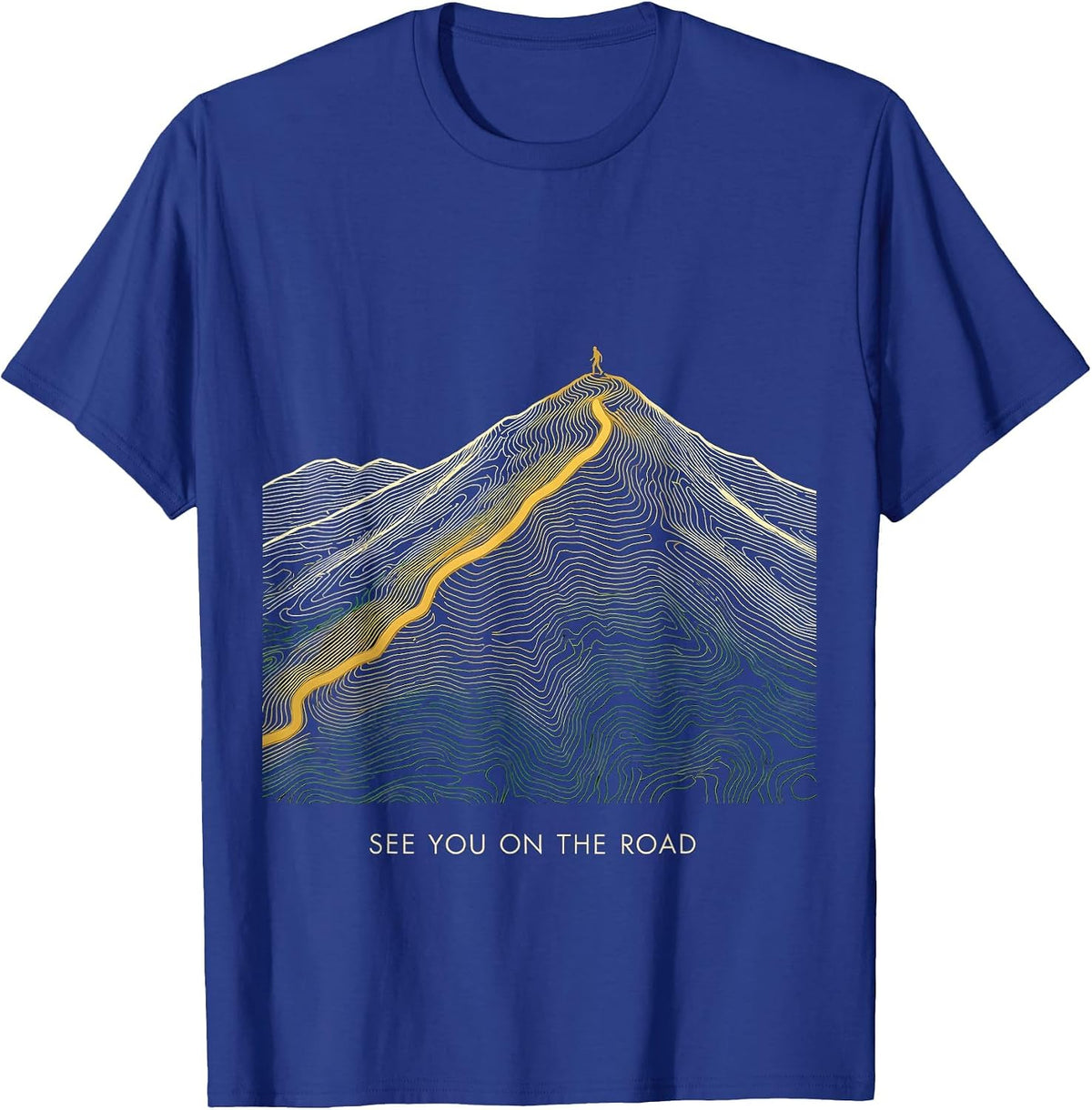 See You On The Road Topographic Contour Jamaican Carnival T-Shirt - Royal Blue