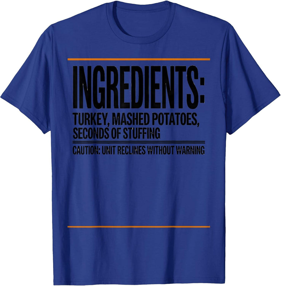 Thanksgiving Dinner Costume Nutrition Facts Parody T-Shirt - Royal Blue