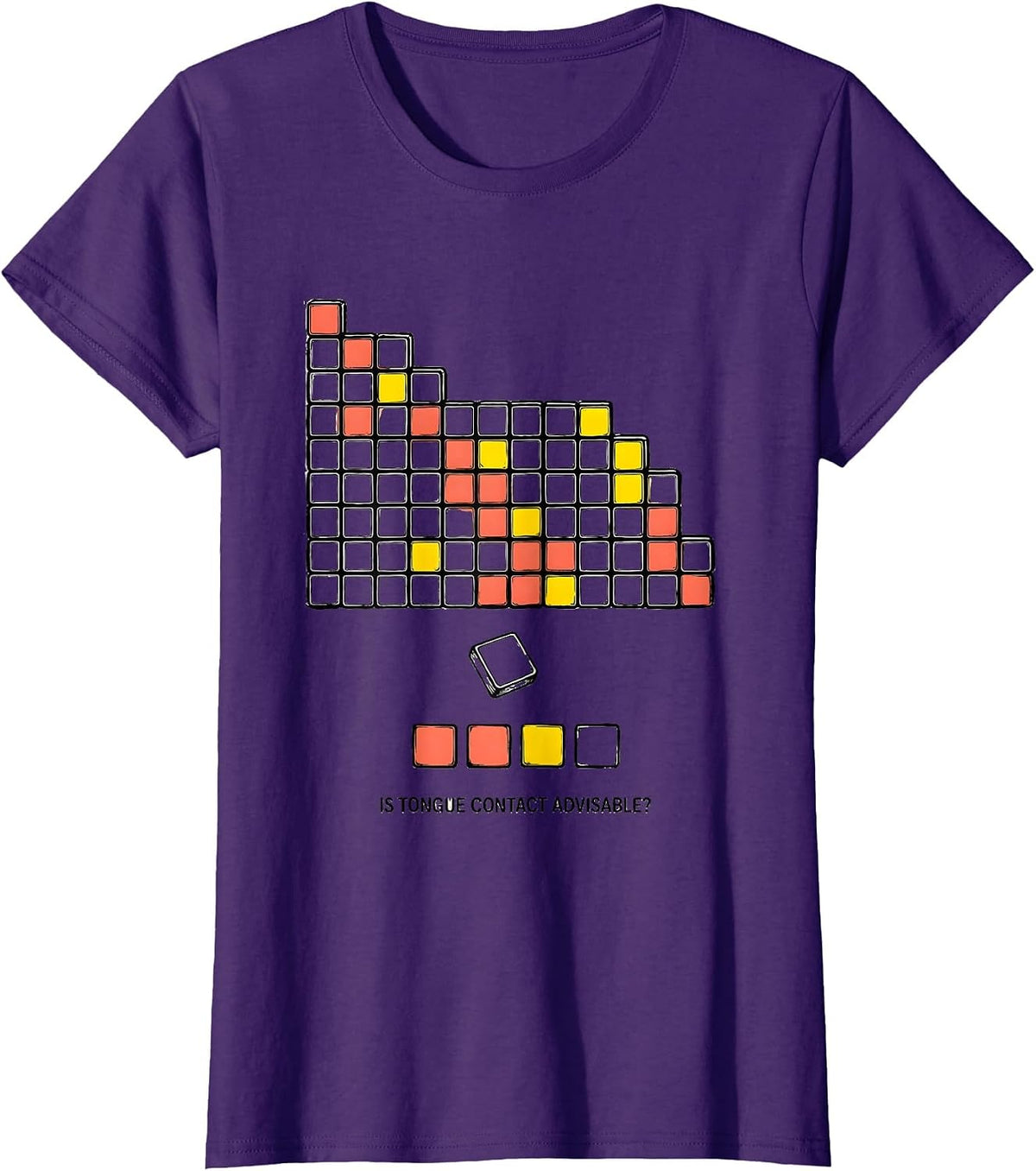 Women's Is Tongue Contact Advisable? Funny Periodic Table Science T-Shirt - Purple