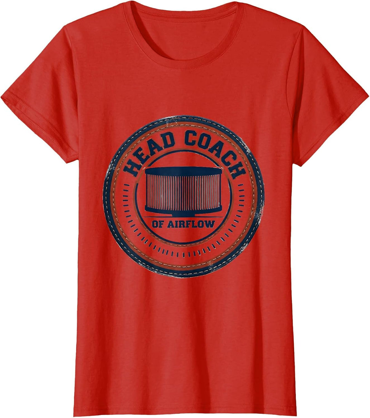 Women's Head Coach Of Airflow Funny HVAC Tech HVAC Dad Workplace T-Shirt - Red