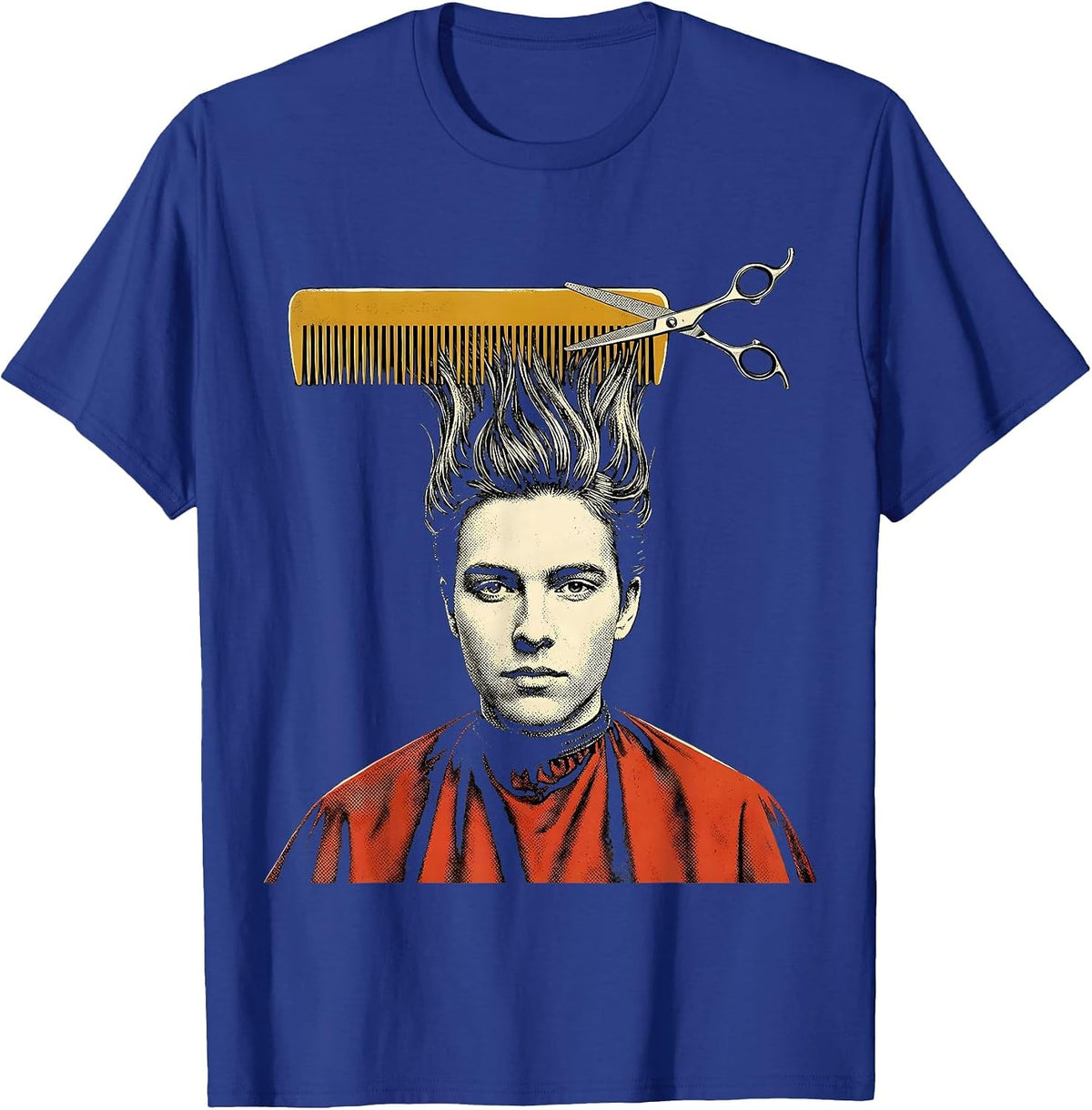 Men's Cropped Client Profile Salon Cape Barber Humor Gift T-Shirt - Royal Blue