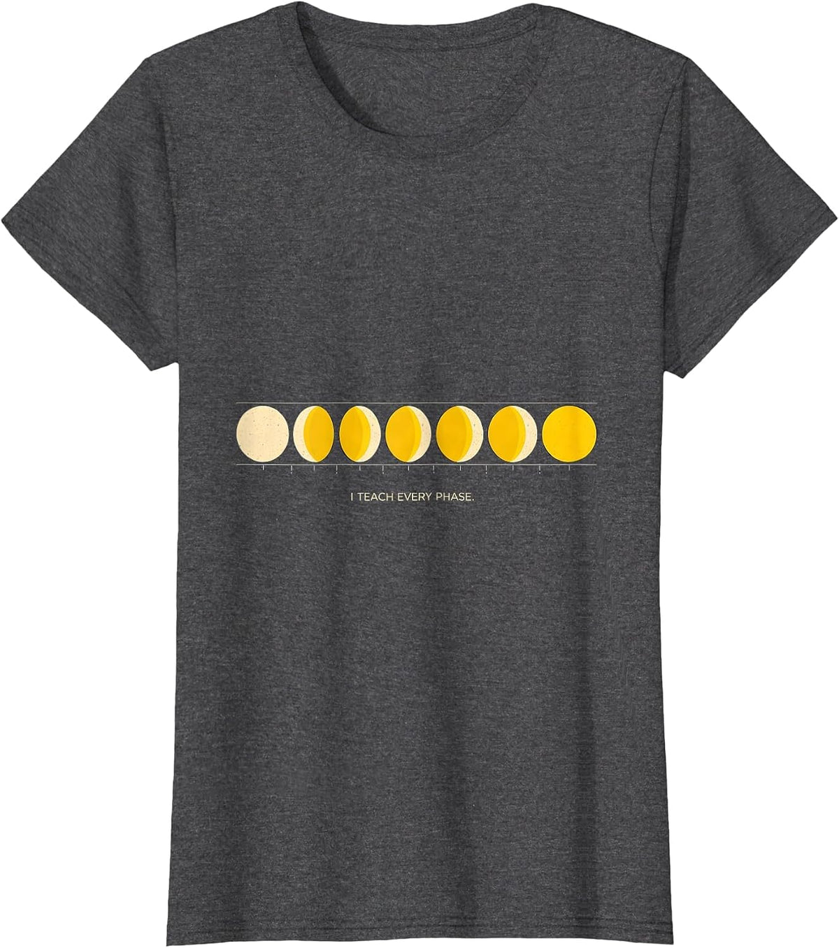 Women's I Teach Every Phase Geometric Science Teacher Moon Phase T-Shirt - Dark Heather Grey