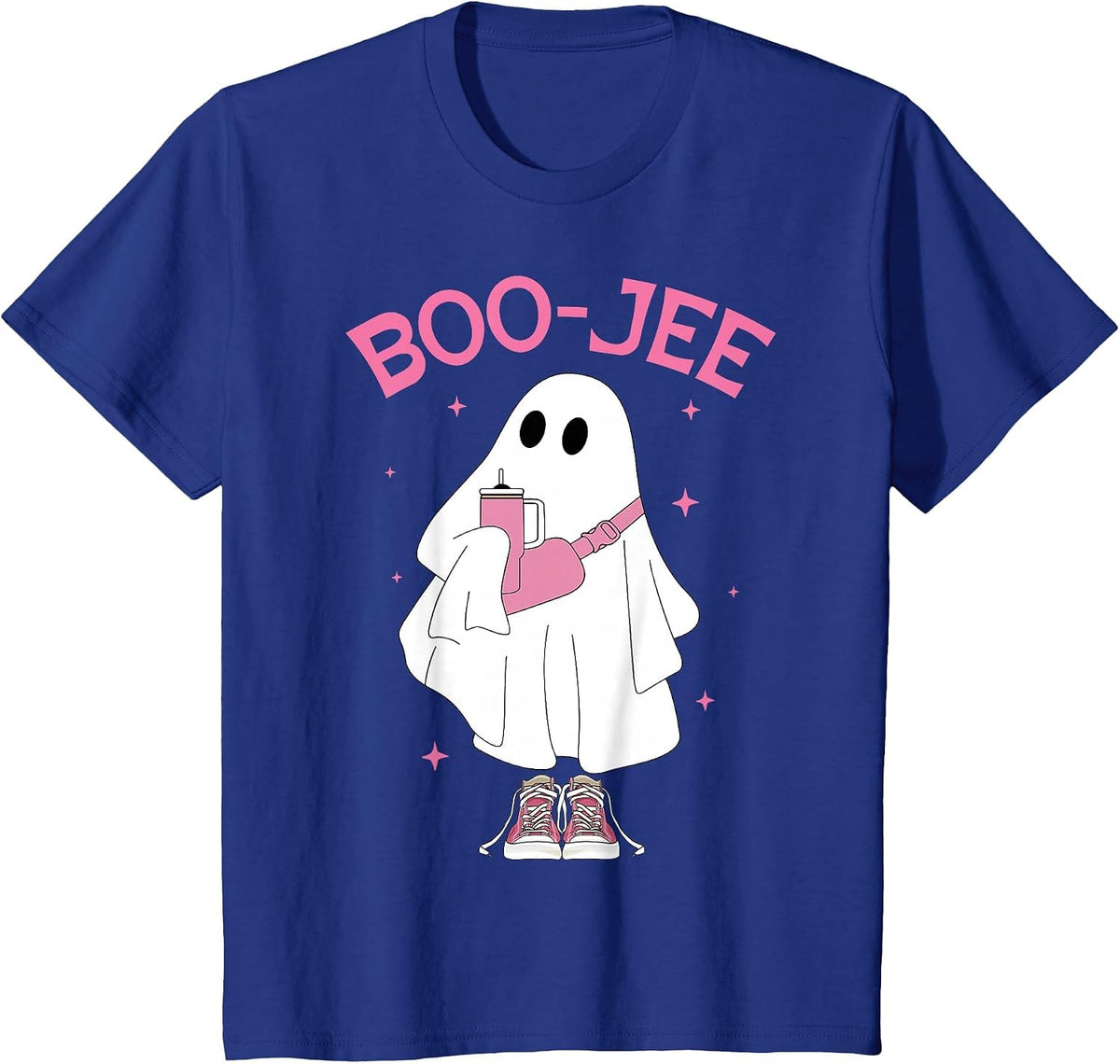 Boo-JEE Spooky Season Ghost Pink Halloween Pumpkin Boujee T-Shirt - Royal Blue