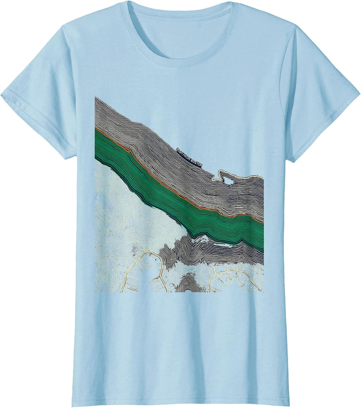 Irish From Boston Topographic Contour Bostonian Irish T-Shirt - Baby Blue