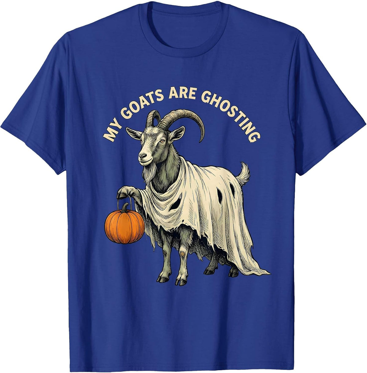 Men's My Goats Are Ghosting Funny Goat Lover Halloween Spooky T-Shirt - Royal Blue