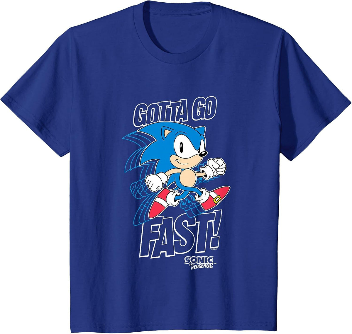Sonic The Hedgehog Gotta Go Fast! Classic Sonic Retro Shot T-Shirt - Royal Blue