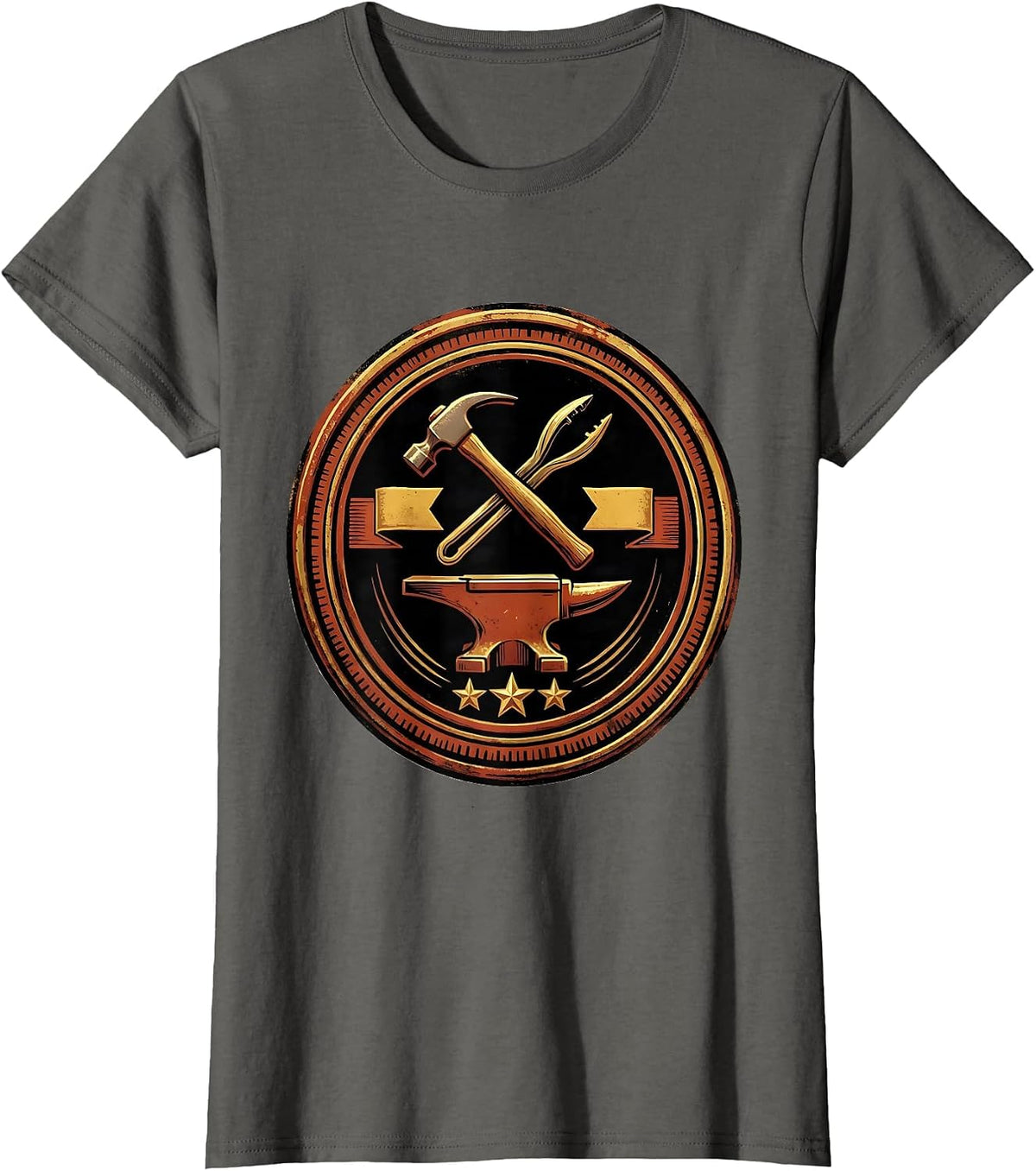 Women's Sealed Blacksmith Badge Forge Hobbyist Humor T-Shirt - Asphalt Grey
