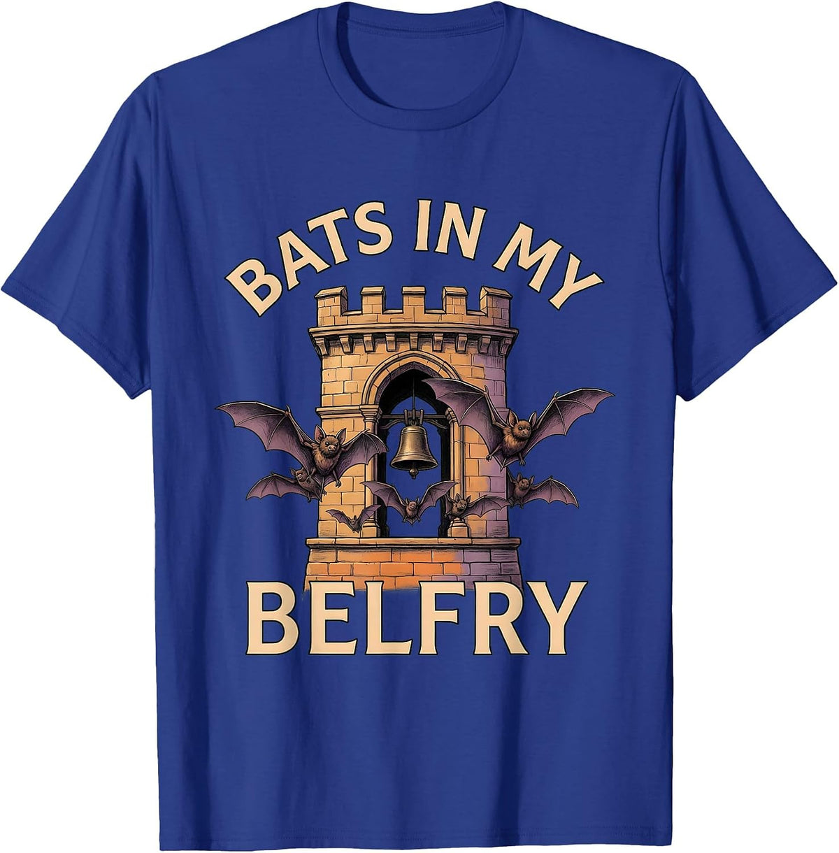 Bats In My Belfry Spooky Season Design T-Shirt - Royal Blue