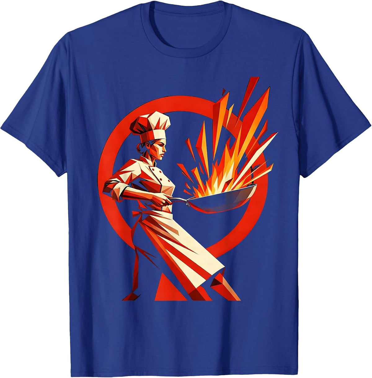 Labor Day Chef Flame Toss Graphic Design T-Shirt - Royal Blue