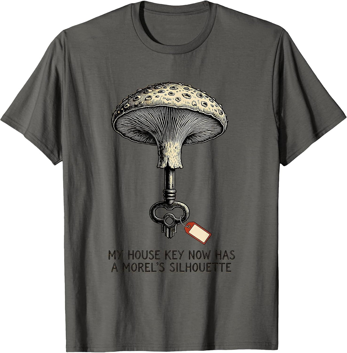My House Key Now Has A Morel's Silhouette Funny T-Shirt - Asphalt Grey