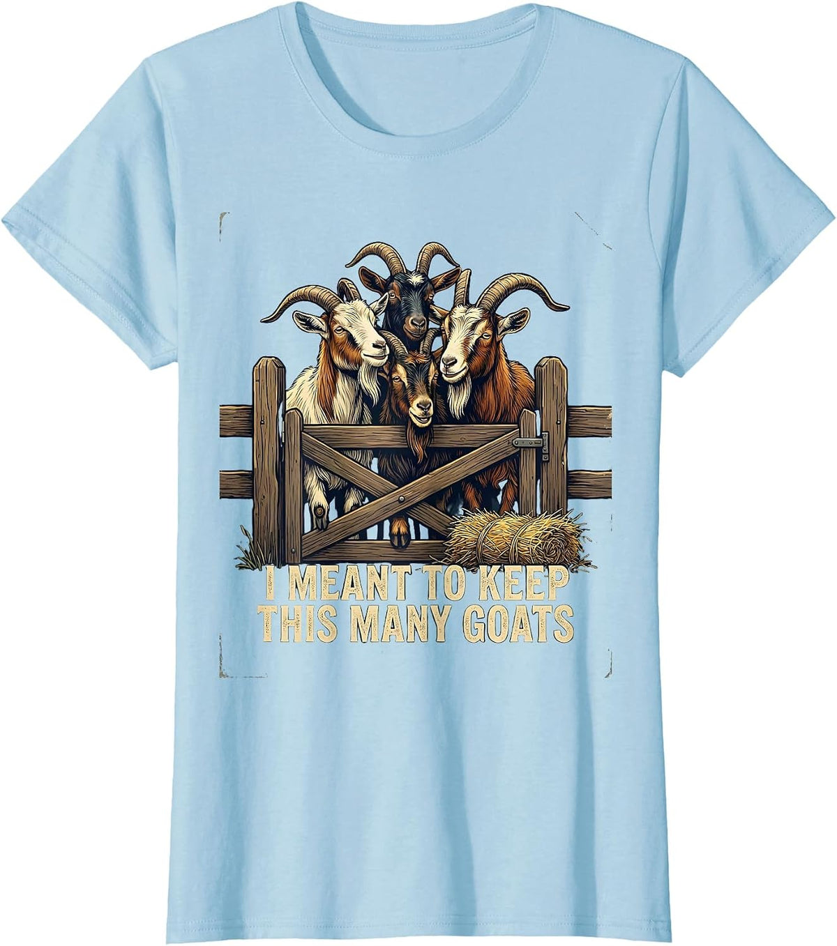I Meant To Keep This Many Goats Vintage Farmer Goat Lover T-Shirt - Baby Blue