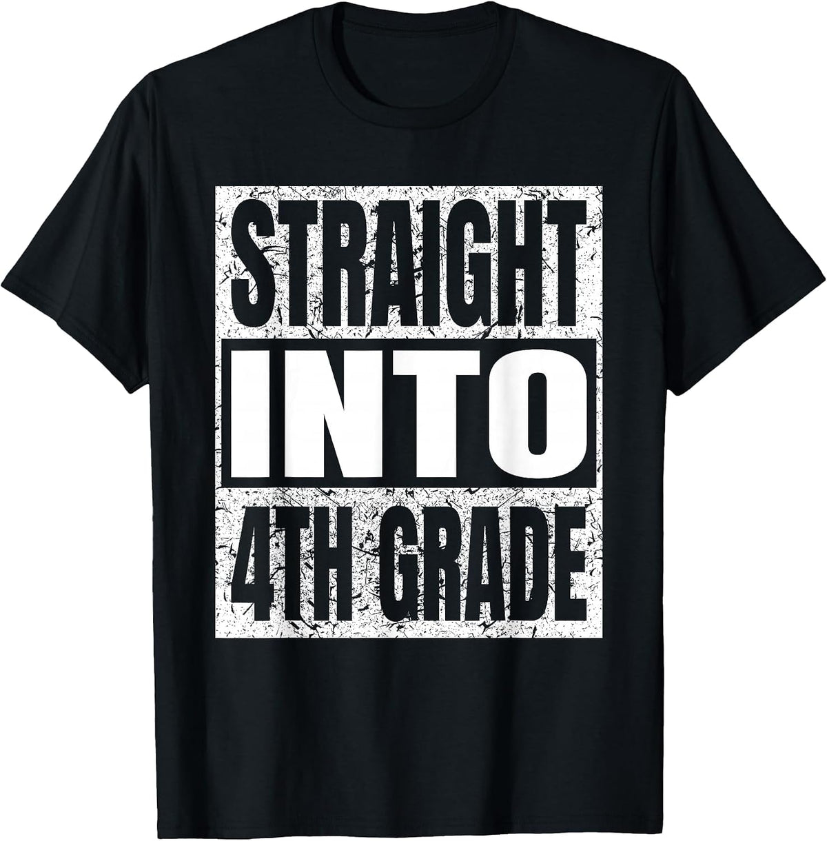 Straight Into 4th Grade Funny Back to School Fourth Grade T-Shirt - Black