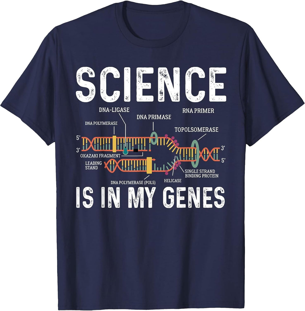 Science is in My Genes Scientist Science Teacher STEM Nerd T-Shirt - Navy Blue