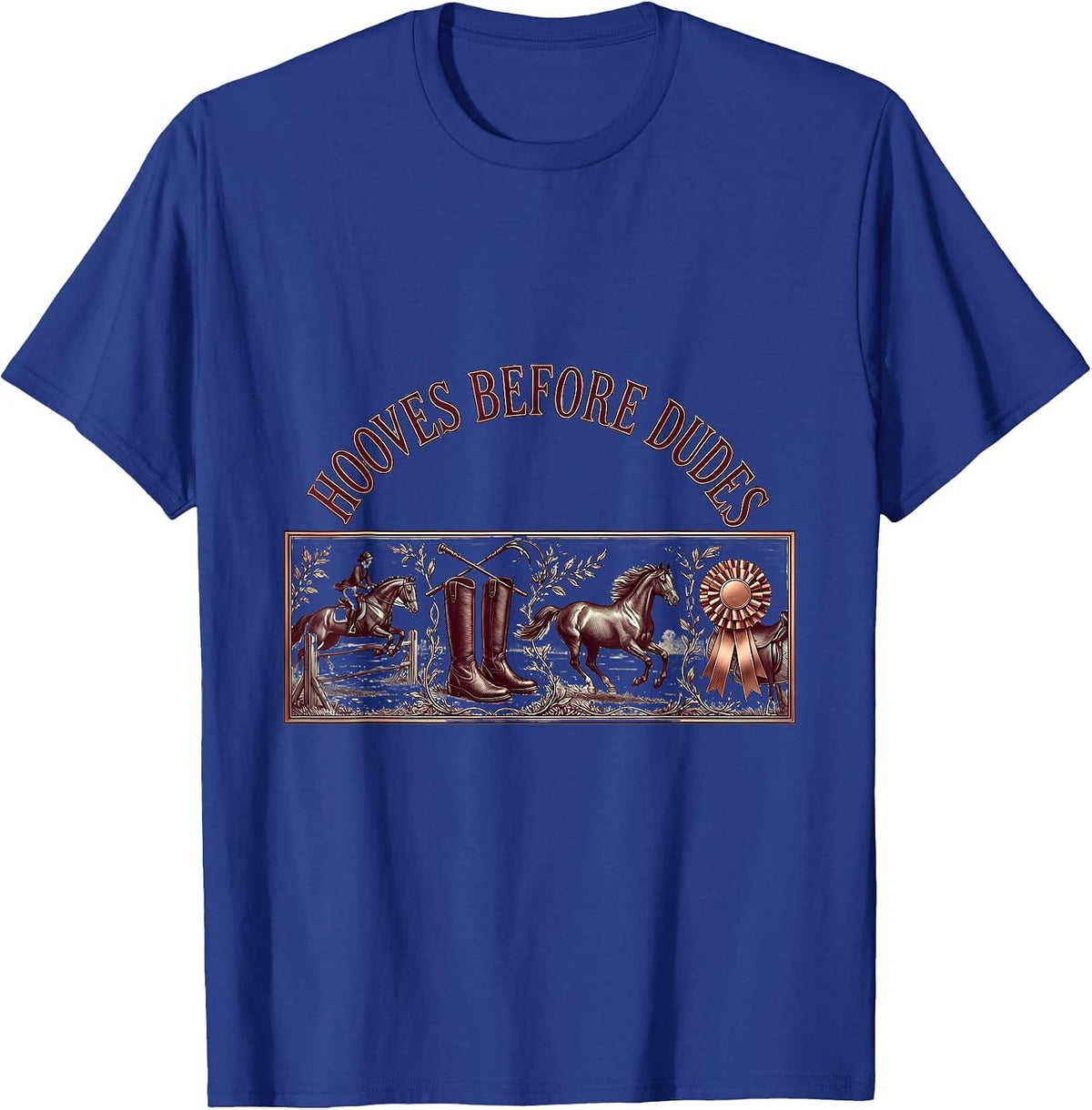 Men's Hooves Before Dudes Equestrian Design T-Shirt - Royal Blue