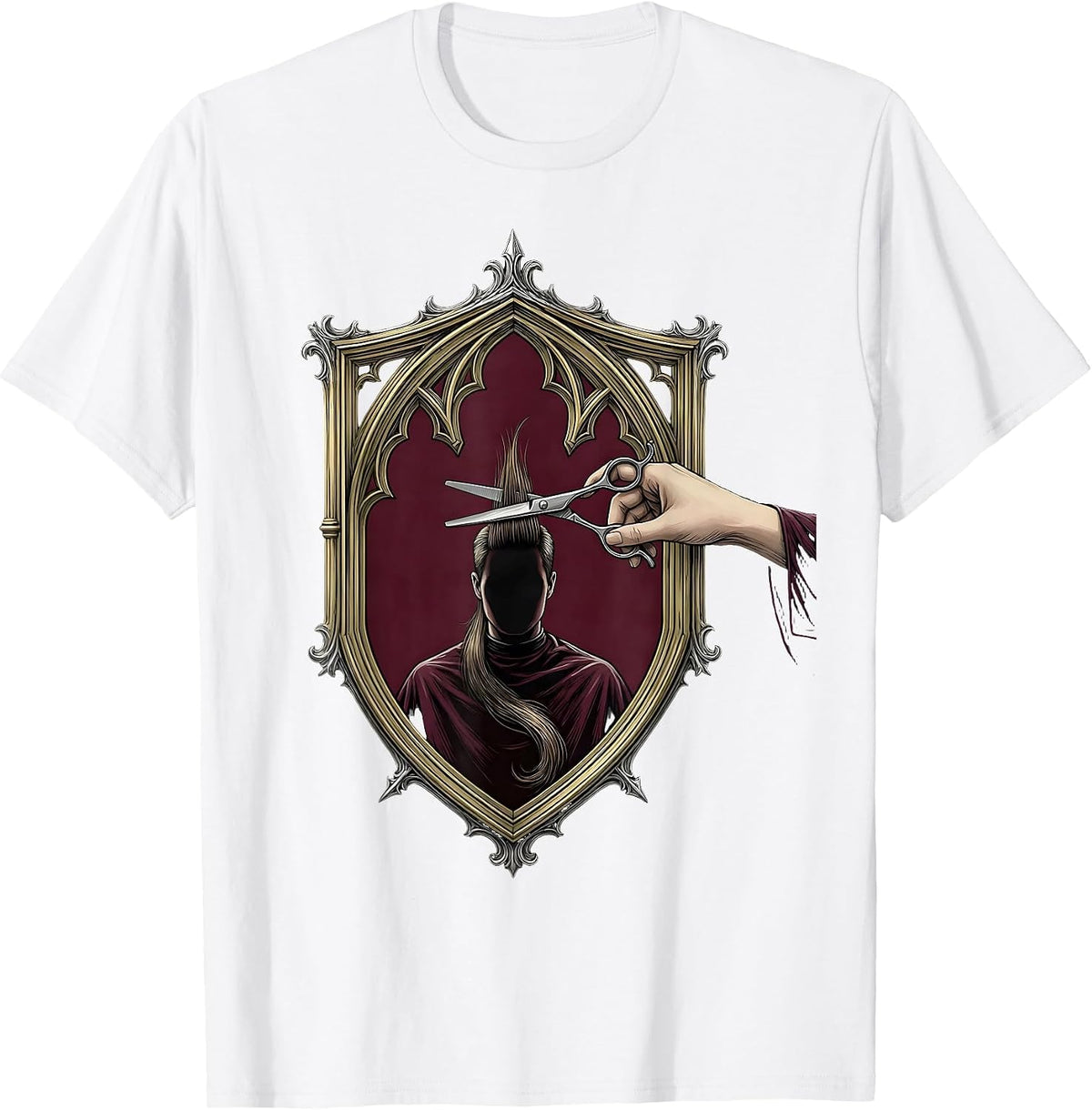 Men's Gothic Barber Shield Hairdresser Gift Stylist Humor T-Shirt - White