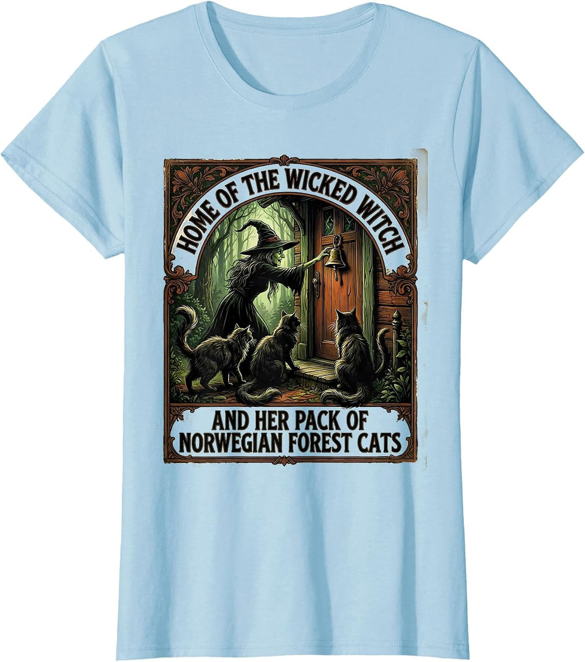 Home Of The Wicked Witch And Her Pack Vintage Halloween T-Shirt - Baby Blue